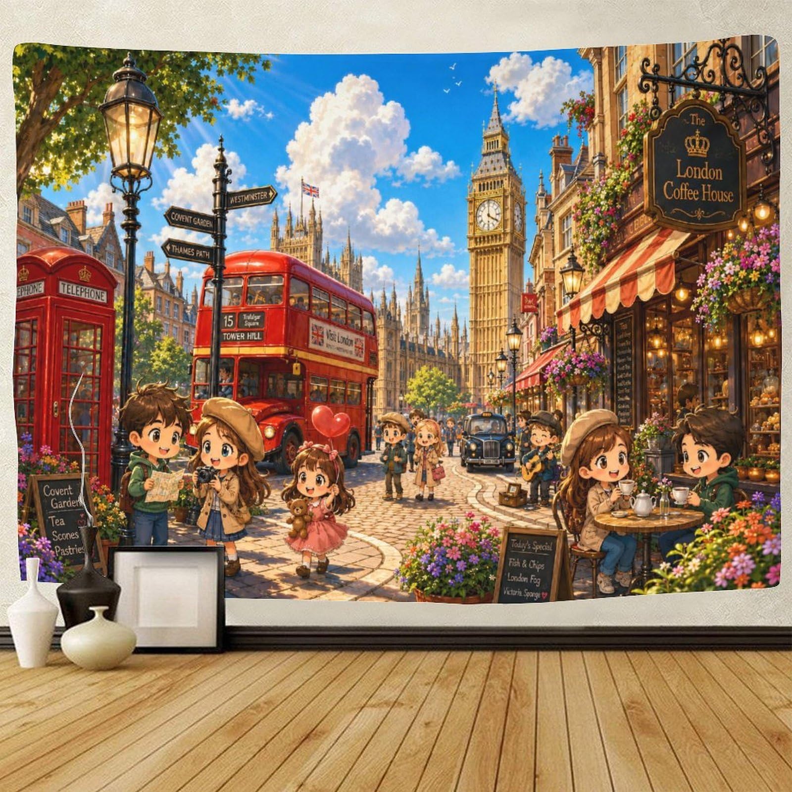 GPMNBCXZK London Big Ben City View 3D Print Wall Tapestry Wall Hanging Decor Tapestries Home Decoration Curtain Living Room College Dorm 70cmx100cm