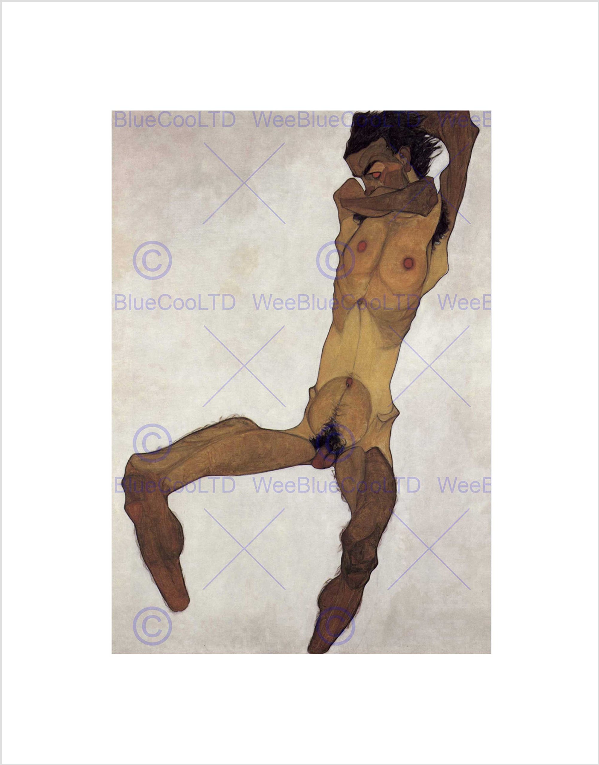 Wee Blue Coo Egon Schiele Seated Male 1910 Old Master Wall Art Print