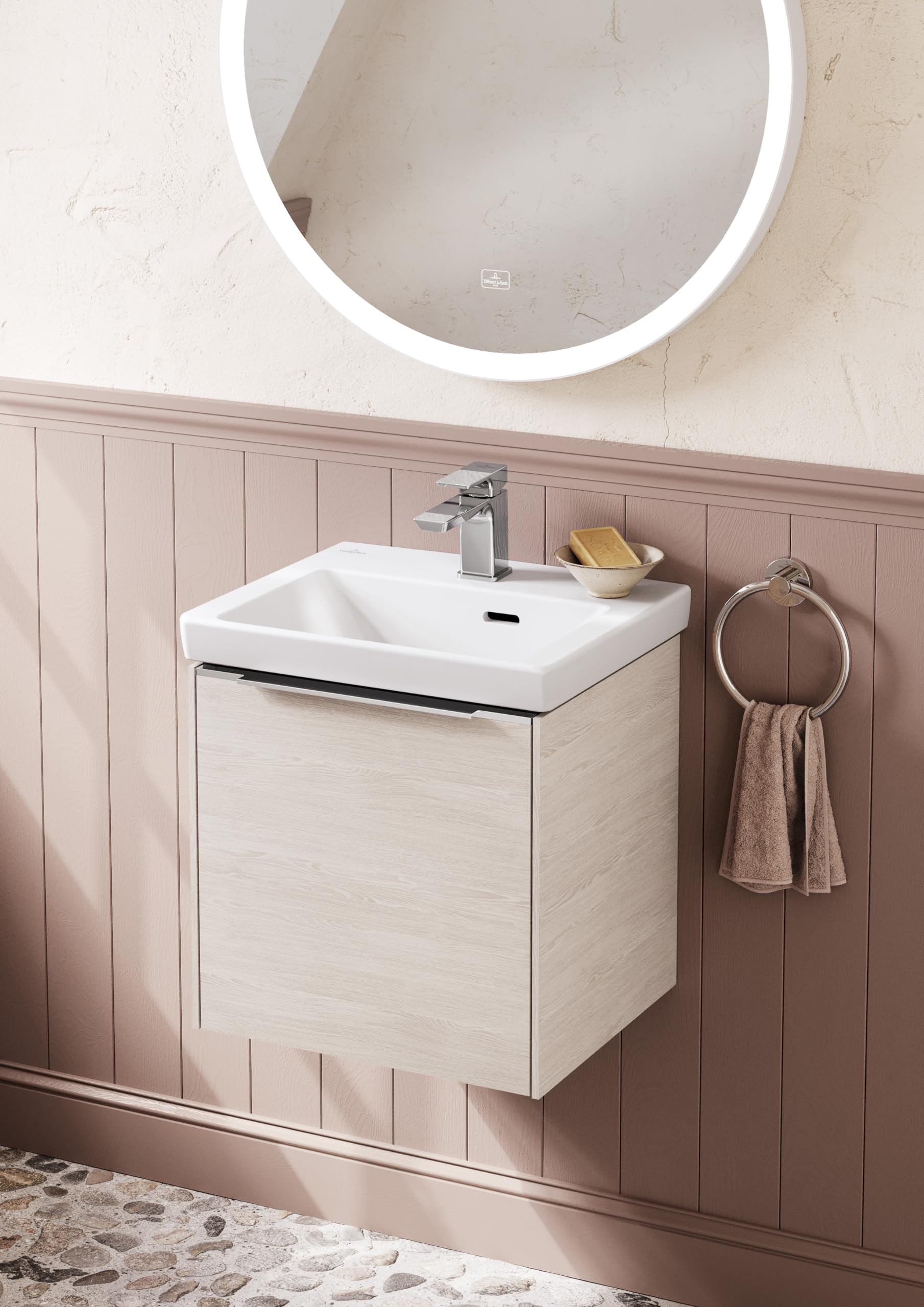 Villeroy & Boch ELEMENTS Porte-serviettes mural rond en zinc chromé 164 x 32 x 185 mm