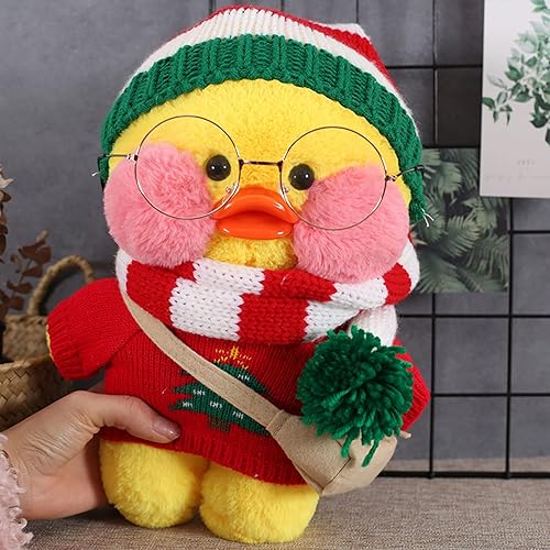 Miniatura 5 de LALAFANFAN Lindo peluche de pato amarillo con 12 accesorios, ropa de vestir, peluche Kawaii para niños