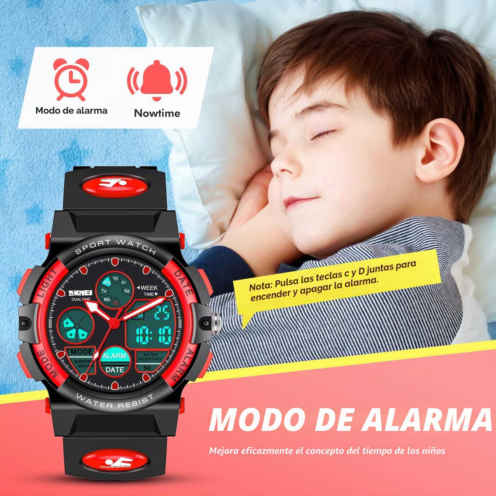 Dislocati Reloj Despertador Digital LED Multicolor Impermeable para niños – Regalos & Juguetes niños