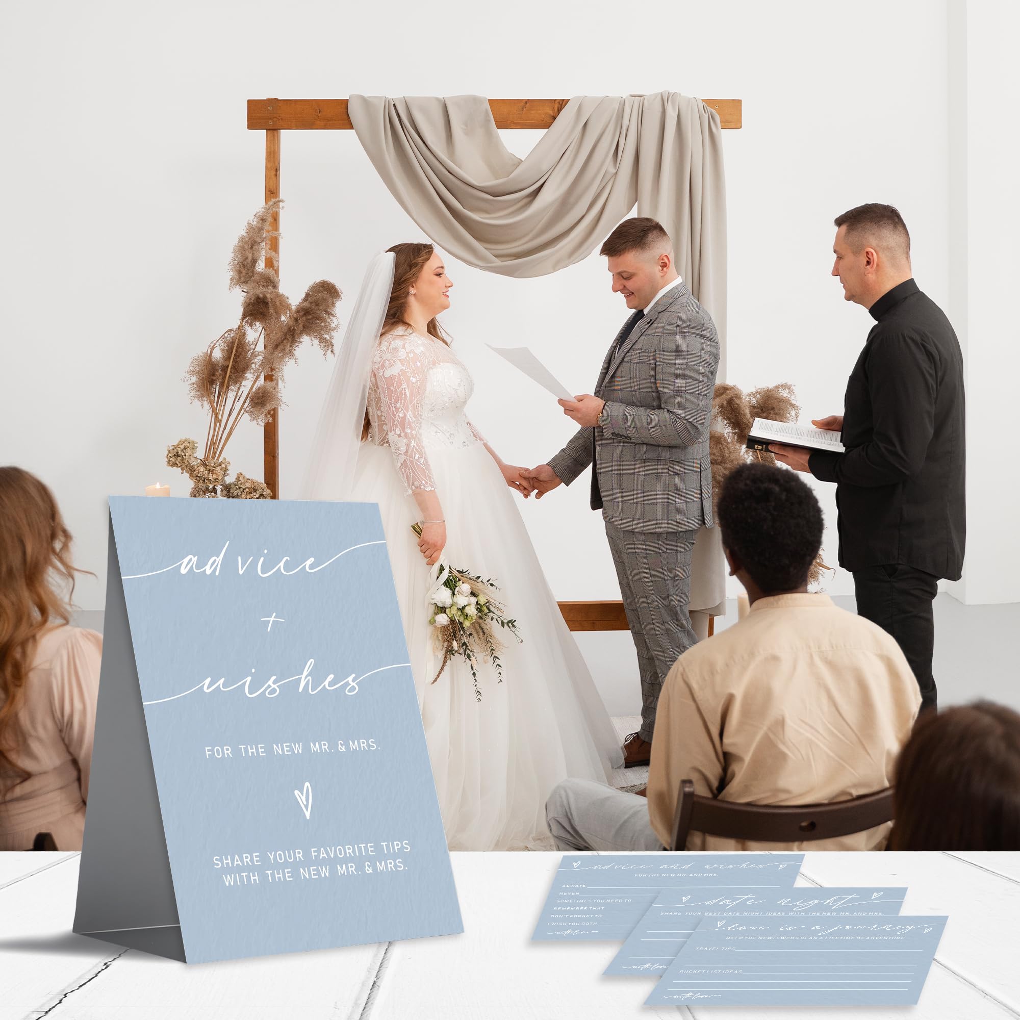 Advice & Wishes Card Kit For Weddings - 45 Cards & 1 Standing Sign, Perfect For Engagement & Wedding Party Games - View #7