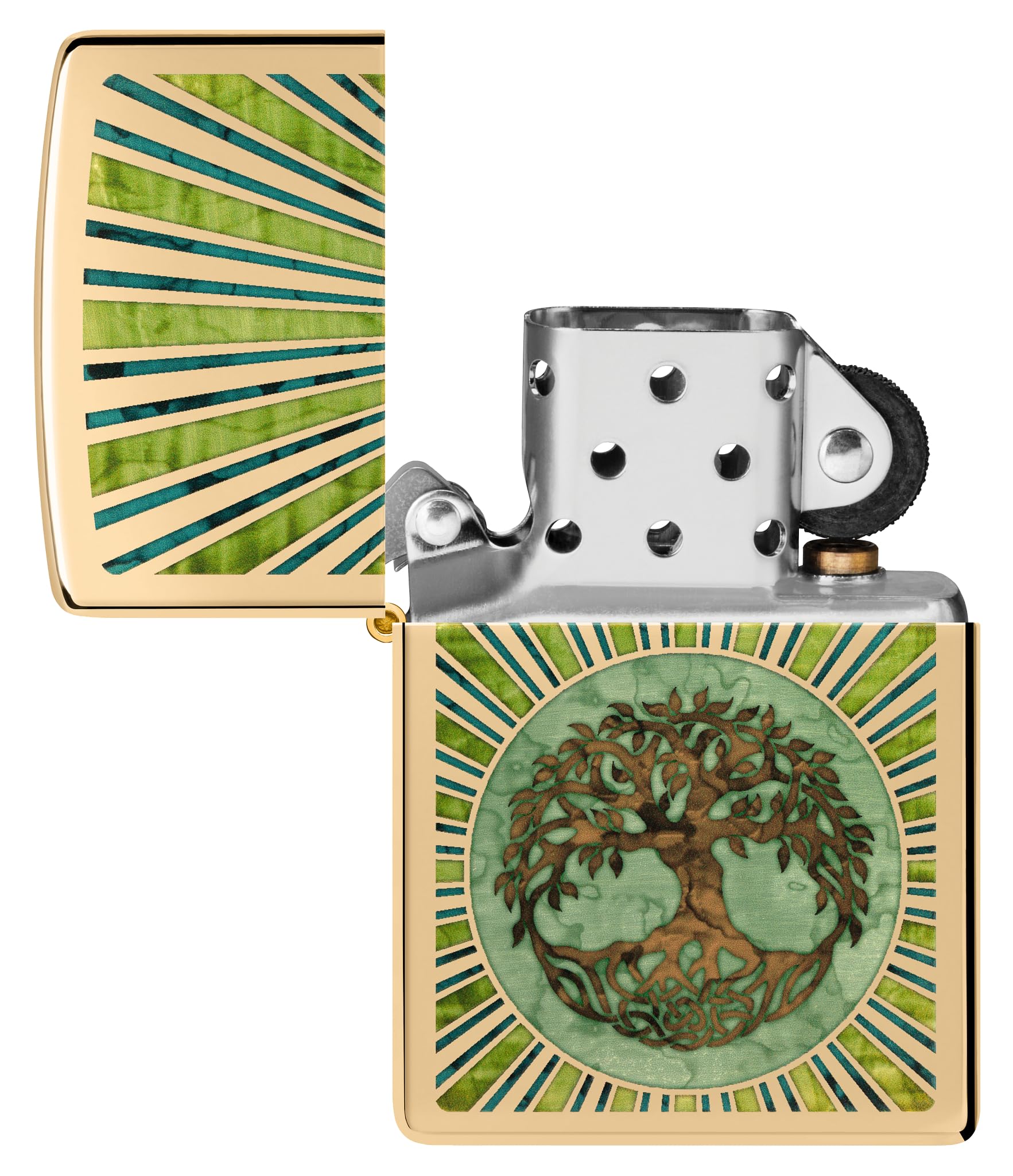 Zippo Briquet tempête Spiritual, Spirituel, Laiton Poli, Fusion, Rechargeable, réutilisable, Design Coupe-Vent, boîte Cadeau, fabriqué aux États-Unis