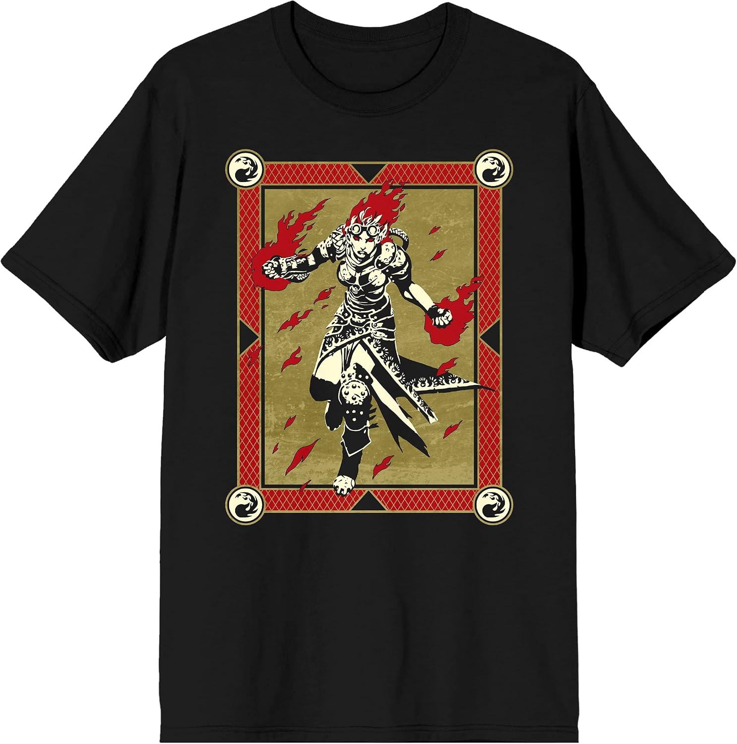 Magic the Gathering Red Mana Chandra Card Mens Black Graphic Tee