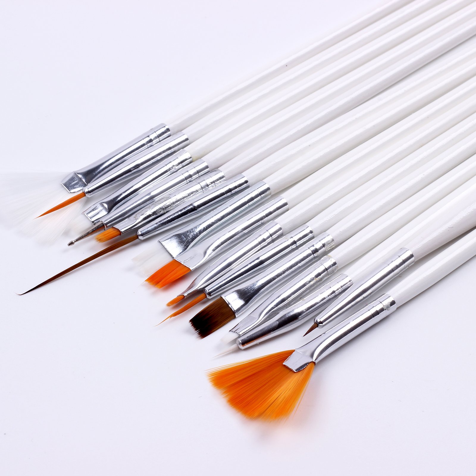 Hrhyme(TM) 15 Pcs Nail Art Design Painting Polish Brushes Dotting Drawing Pen Manicure Pedicure DIY Tool Set - White