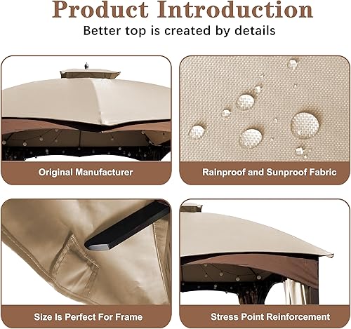 Miniatura 5 de SCOCANOPY Parte superior de repuesto beige claro para cenador Lowe's Allen Roth 10X12 modelo #GF-12S004B-1#GF-12S004BTO#TPGAZ17-002C