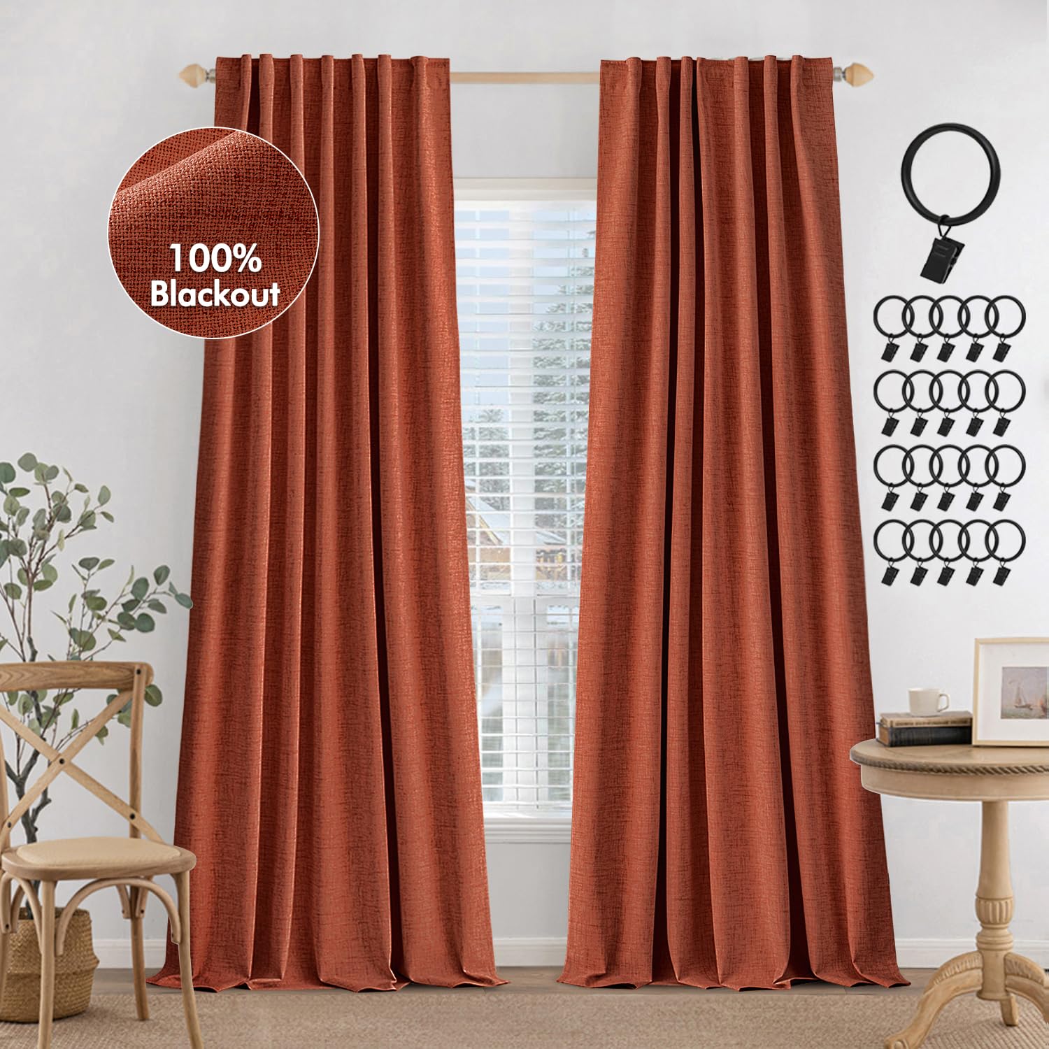 MIULEE Terracotta Blackout Curtains
