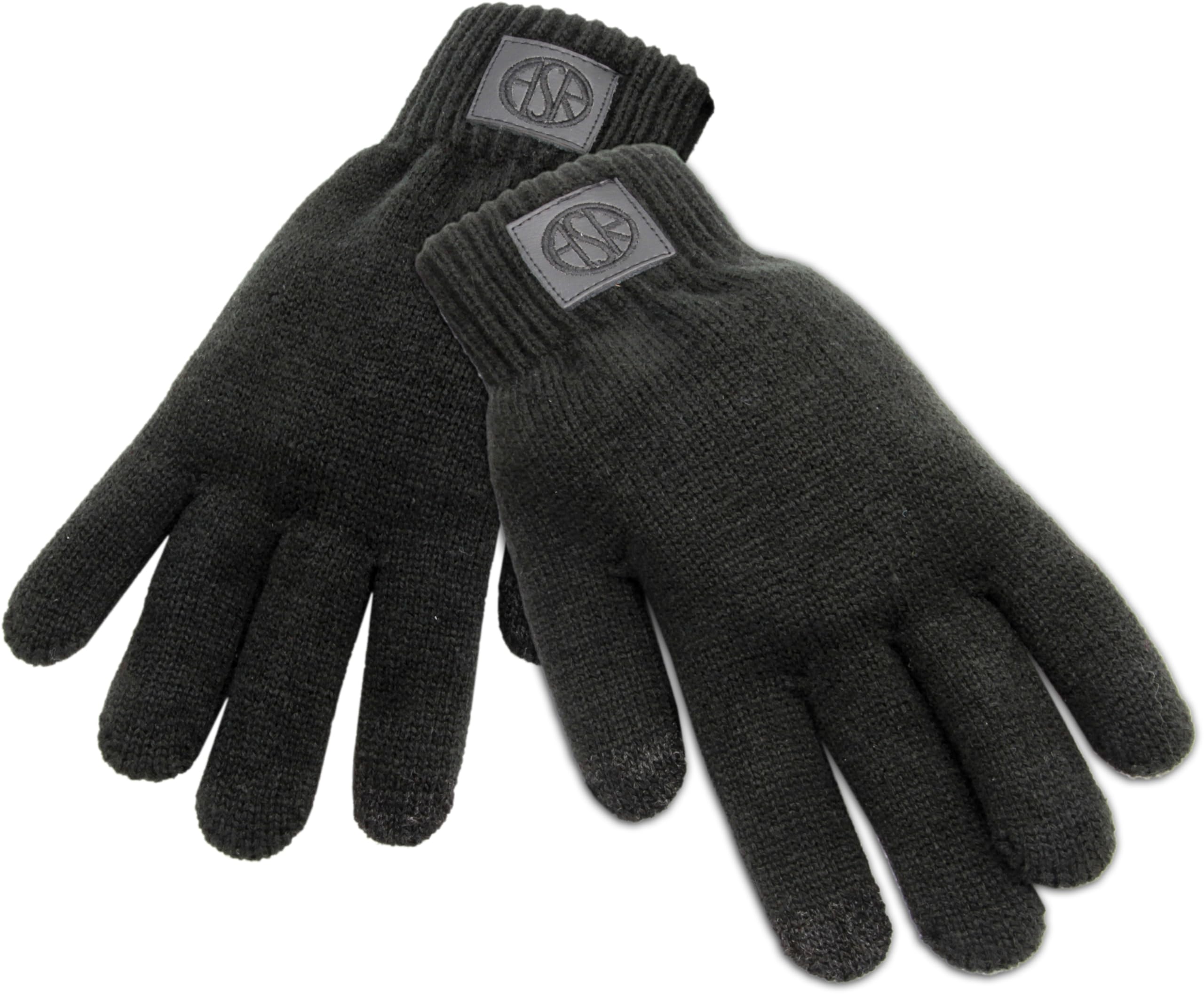 AS Roma ASR LEATHER PATCH KNITTED GLOVES - BLACK