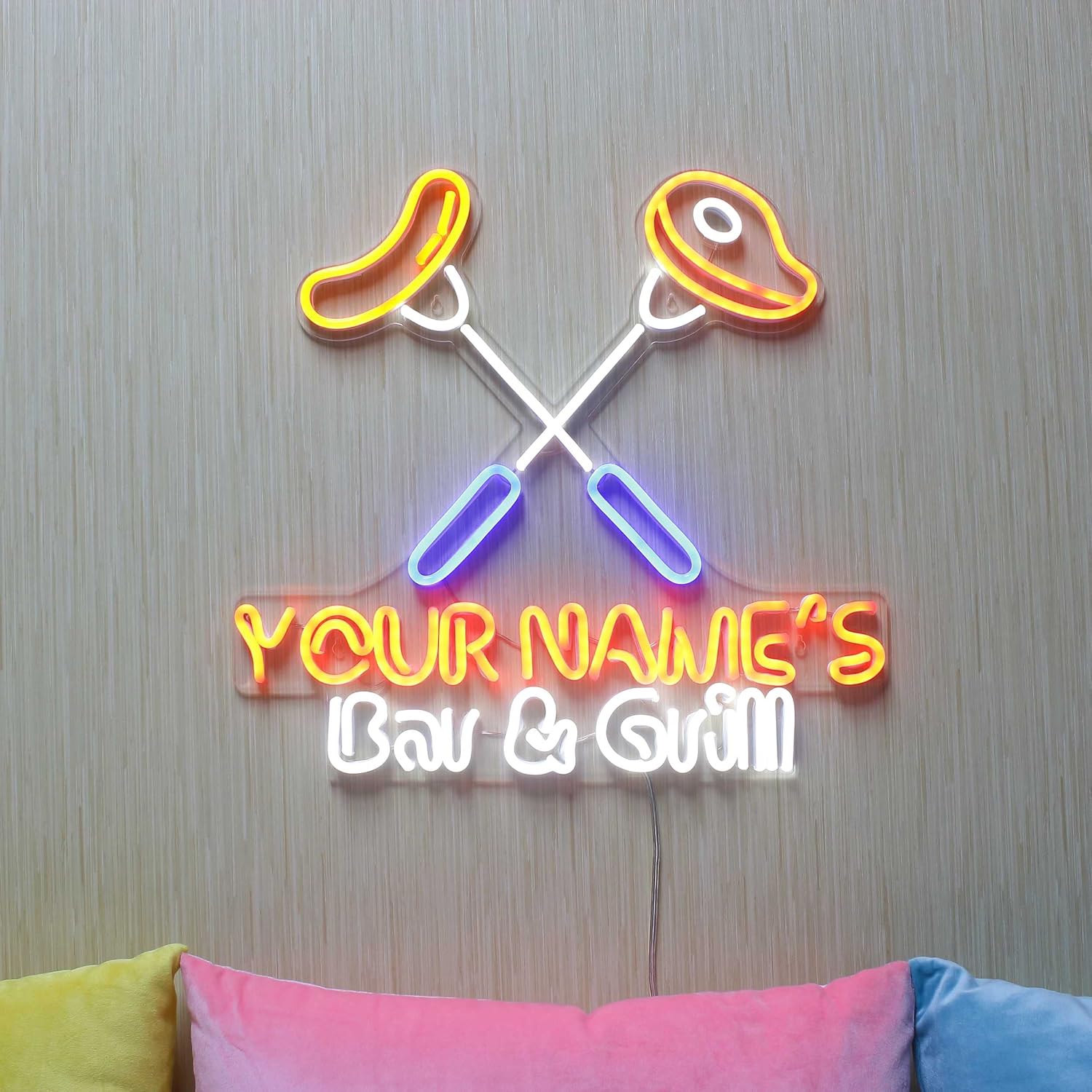 ADVPRO Grill Kitchen Beer Personalized Ultra-Bright LED Neon Sign - Golden - st16s55-fn-p0030-tm-e