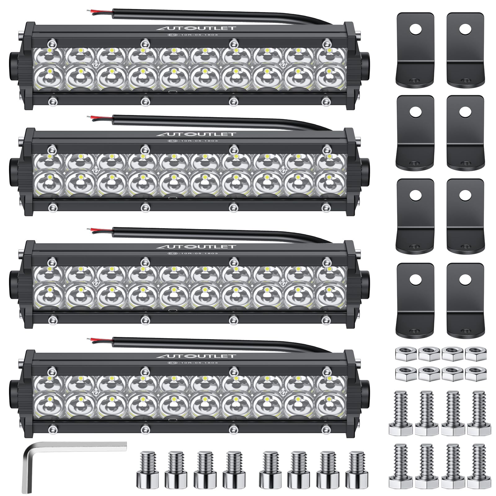 AUTOUTLET 4 Pezzi 60W 18 CM 4800LM Barra LED Fuoristrada,Impermeabile IP67,Spot Faretto,Faretti LED per Auto,Trattore,Camion,Barca,12 V/24 V