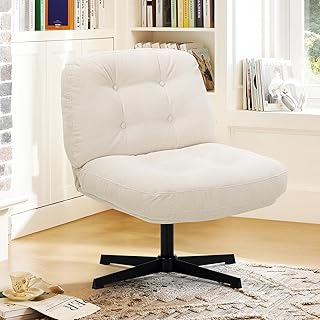 COLAMY Sessel Wohnzimmer, 360° Drehbarer Loungesessel mit Entspannung, Relaxsessel Gepolsterter Sofasessel mit Metallbeinen für Schlafzimmer, Polsterstuhl Akzentsessel für Heimbüro, Weiß