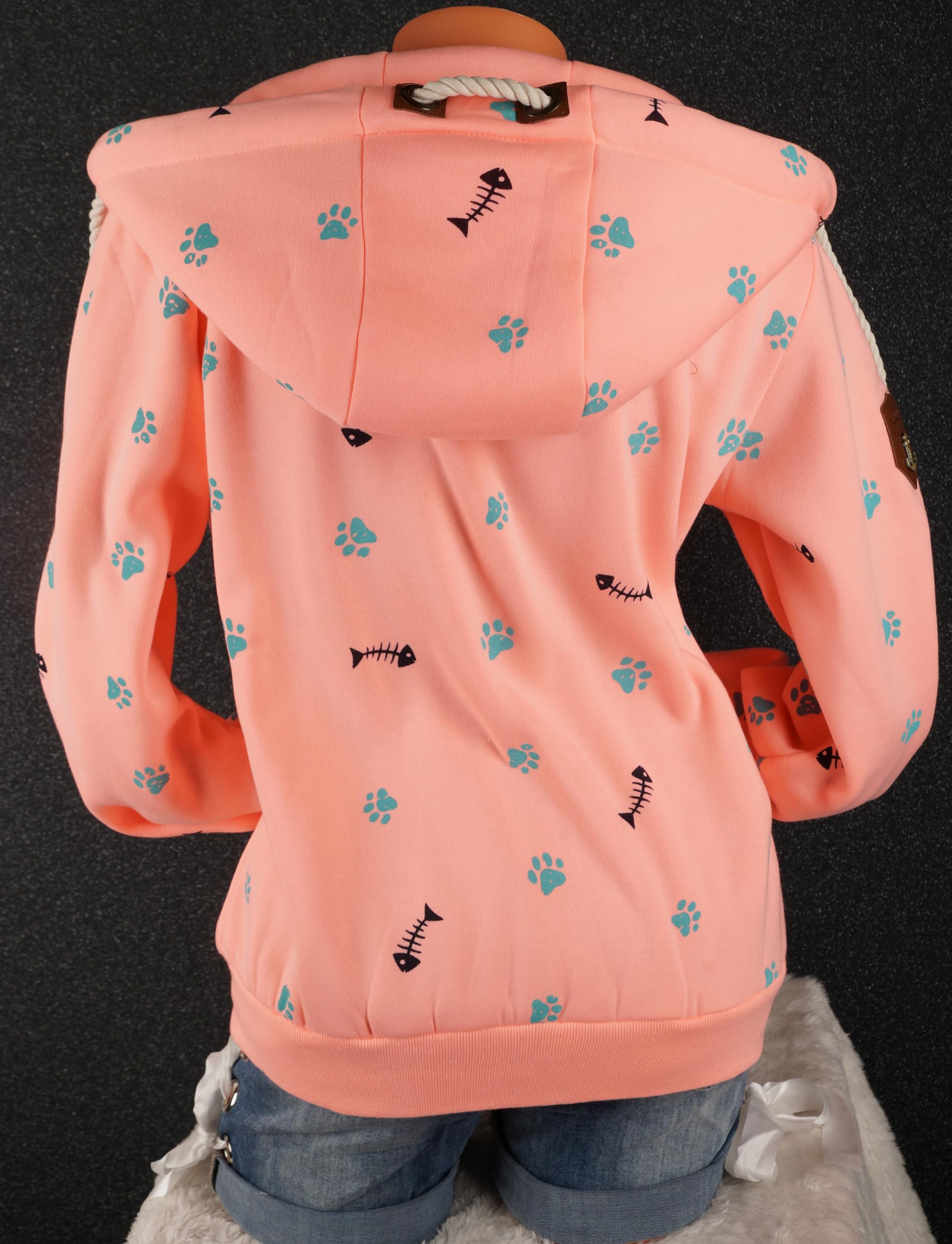 VIN TE Damen Sweat Jacke Kapuze Hoodie Fleece Übergangsjacke verschiedene Designs Schleifen Boote Anker M-3XL