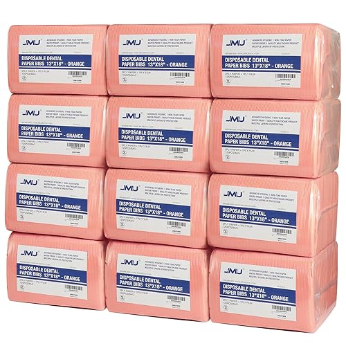 Miniatura 23 de JMU 2500 baberos dentales, 2 capas de pañuelo 1 capa de película, baberos dentales desechables a granel, 13 x 18 pulgadas, baberos para tatuajes,