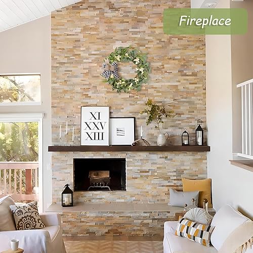 Miniatura 4 de Corona de eucalipto artificial para puerta delantera, corona de hojas verdes de 20 pulgadas para ventana, hogar, porche, granja, patio y jardín,