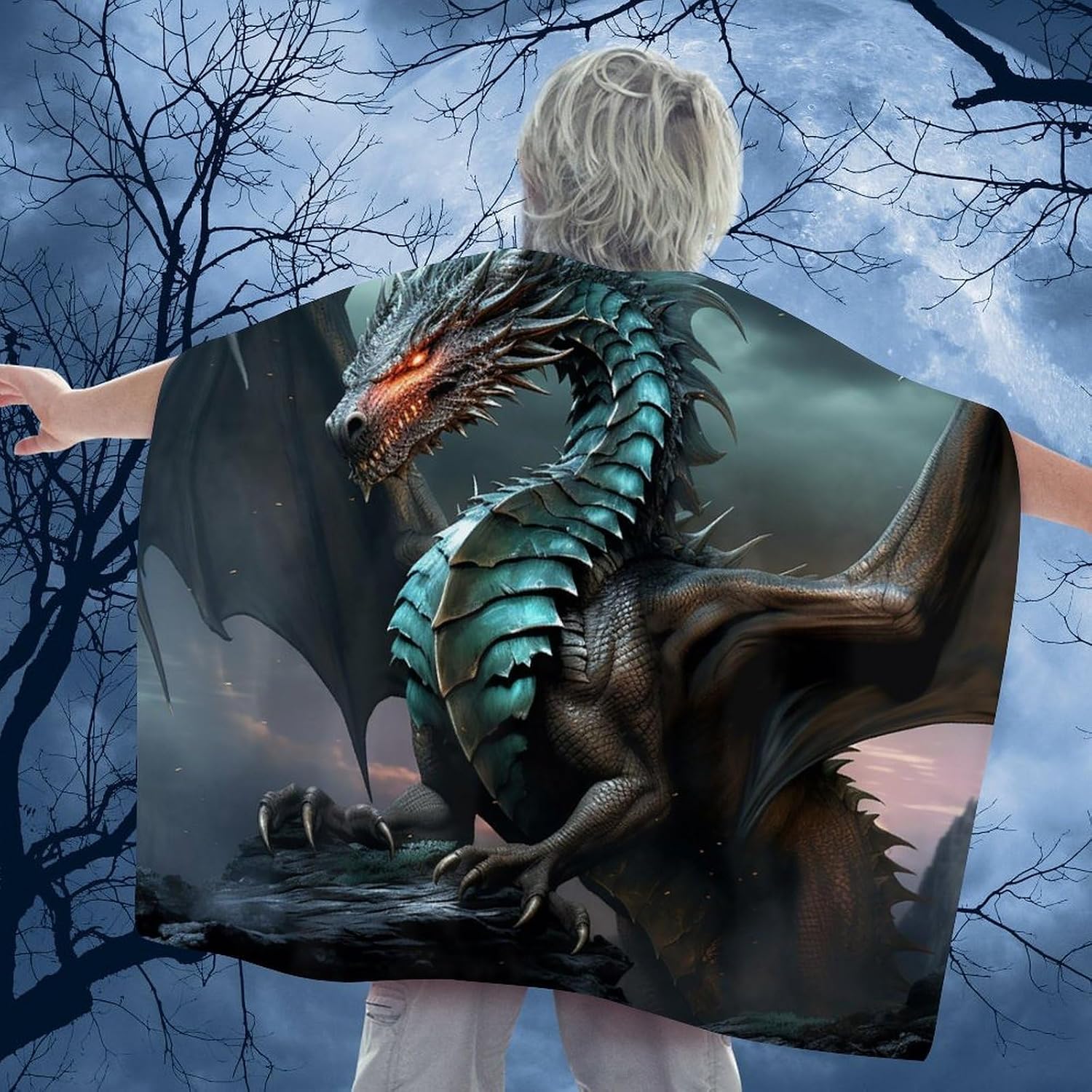 Renaissance Cape Halloween Costume for Men Women Cool Dragon Vintage Capelet for Cosplay Parties Cool Dragon