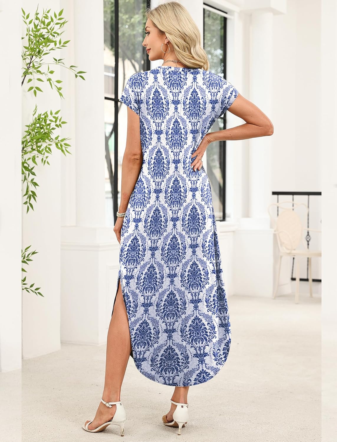 WIHOLL Summer Dresses Cap Sleeve Crewneck Maxi Long Casual Dress with Pockets Beach Vacation Sundresses 2026 Trendy - Image 5