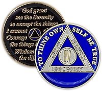 Vista 9 de Moneda de sobriedad de 4 años Ficha de aniversario de recuperación de chip AA Triplate (negro)