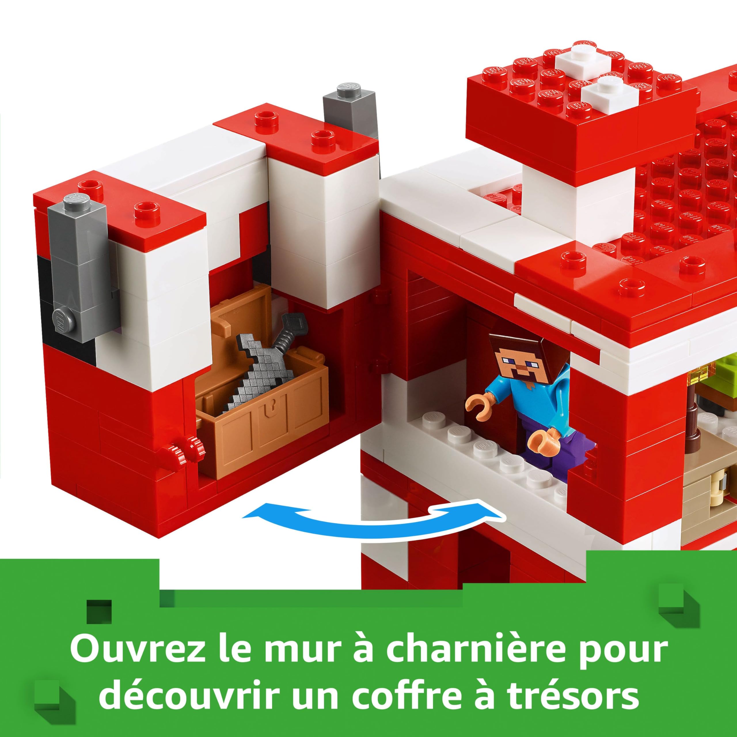 LEGO Minecraft La Maison des Champimeuhs - Jouet de Construction avec Figurine de Steve, Mobs, Table de Fabrication & Ferme - Cadeau pour Gamer, Fille ou Garçon dès 8 Ans 21270