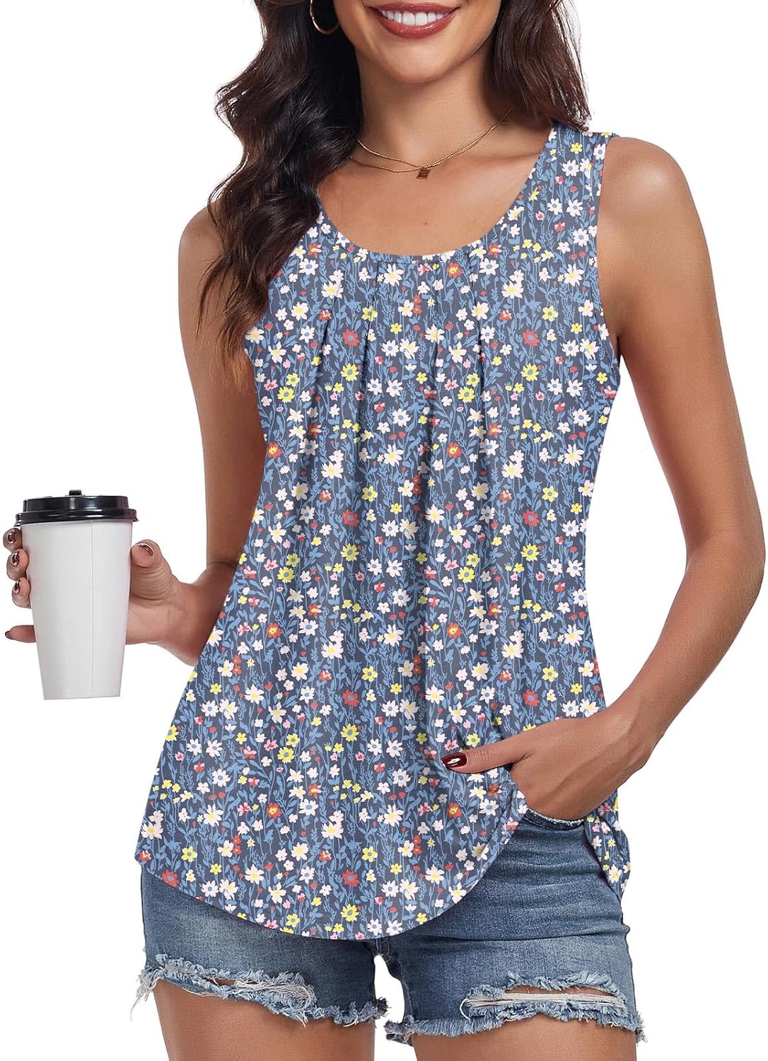 syoss Women's Tank Tops Dressy Casual Sleeveless Blouses Summer Loose Fit Outfits Trendy Shirt