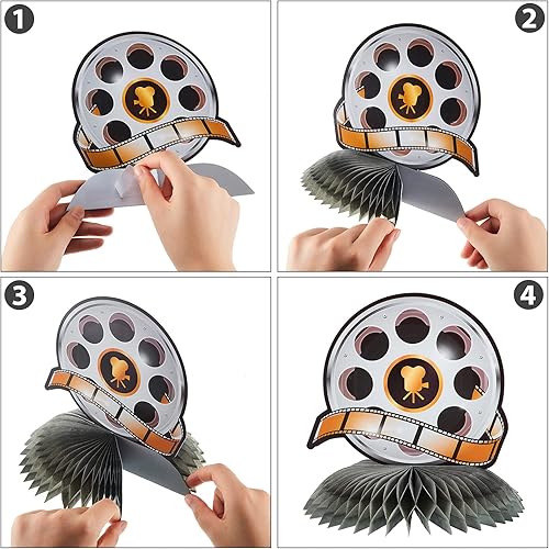 Miniatura 3 de Kit de decoración de fiesta nocturna de película de 36 piezas, ahora mostrando pancartas, centros de mesa, centros de mesa con recortes nocturnos de