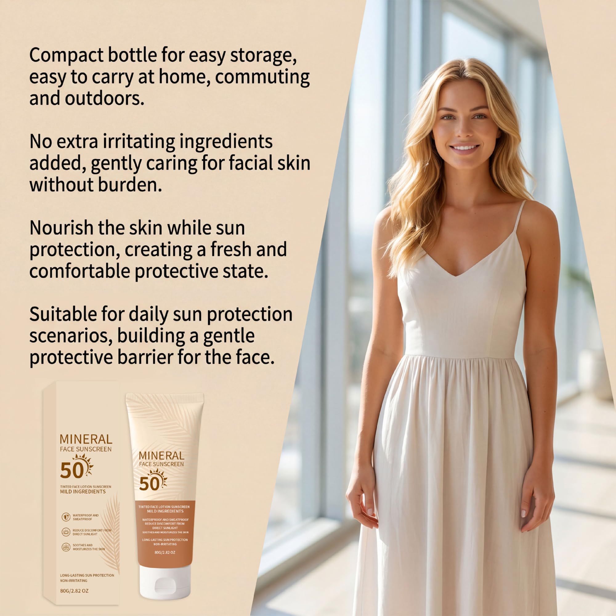UV Doux SPF 50 Mineral Face Sunscreen, Tinted, Oil-Free, Mittlere bis gebräunte Haut, Breitband Sonnenschutz, mit Blaulicht und Sonnenschutz, 4% Zinkoxid und Titandioxid, hypoallergen (2pcs)