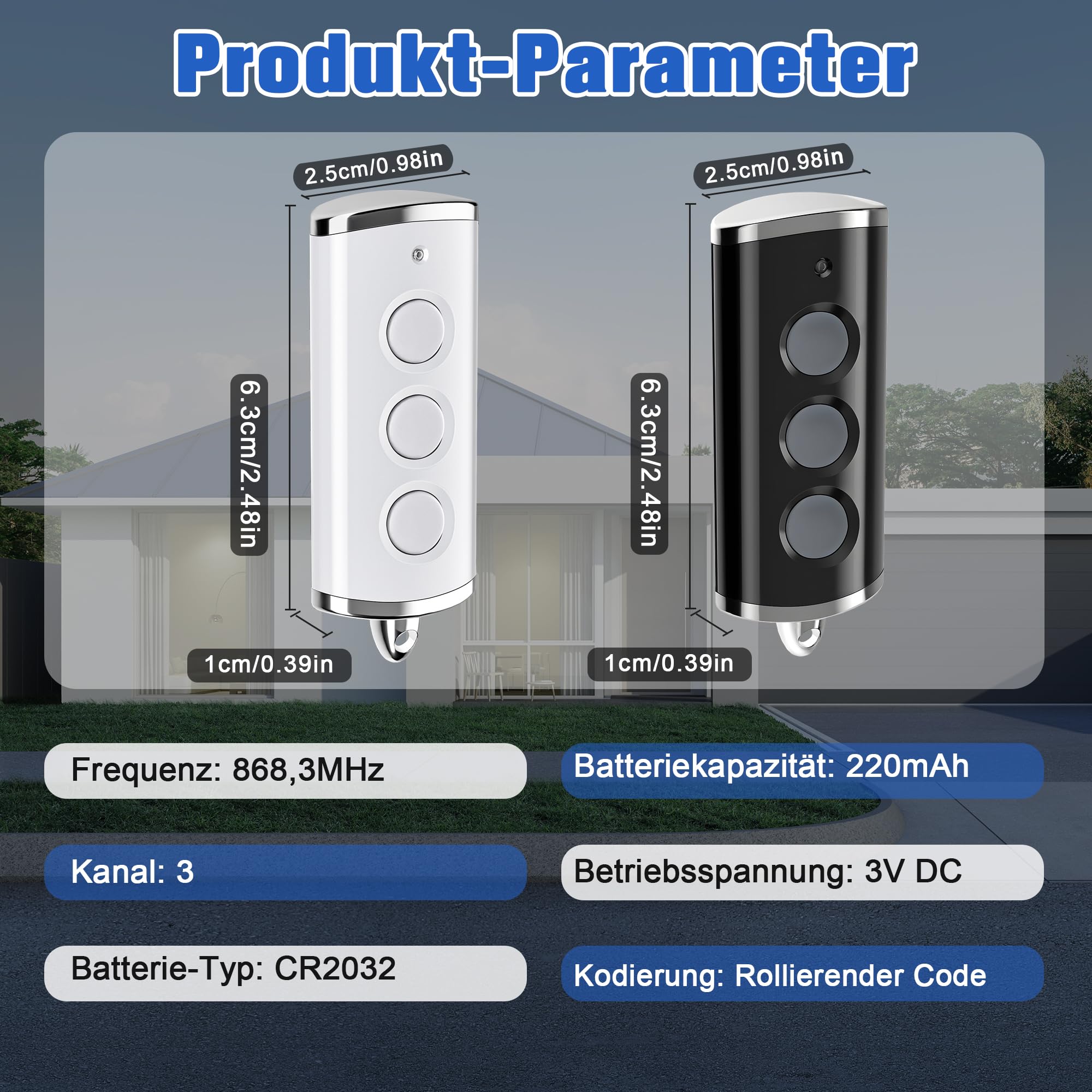 3 stuks vervangende garagedeuropeners voor Hörmann hsm4-868