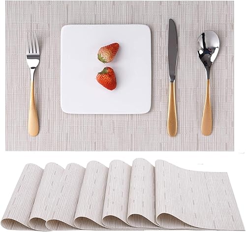 Myir JUN Juego de 8 manteles individuales para interiores, lavables, antideslizantes, a prueba de calor, tejidos para mesa de comedor, manteles