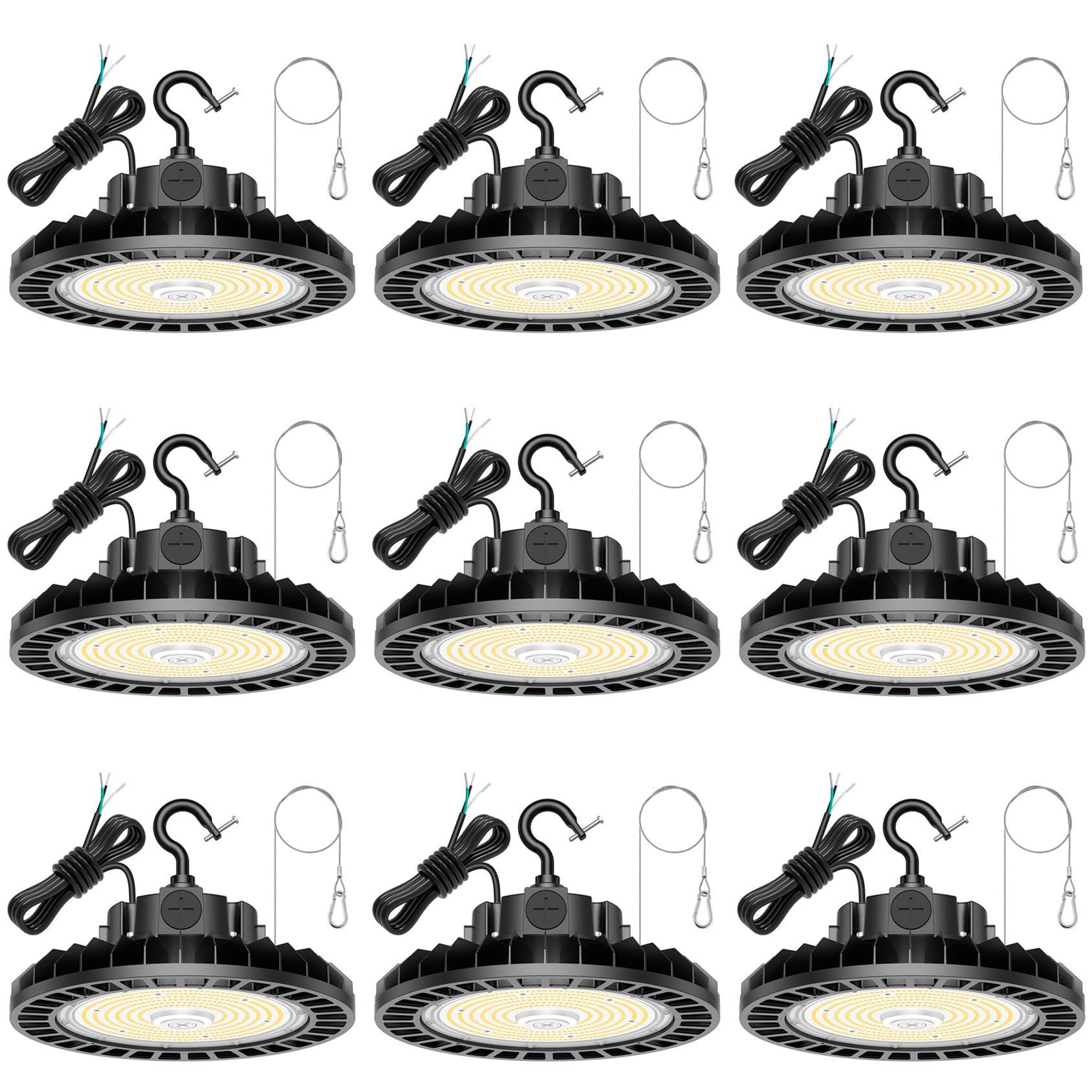 9 Pack LED High Bay Light 240W 200W 150W Adjustable ETL DLC Listed UFO High Bay Shop Lights