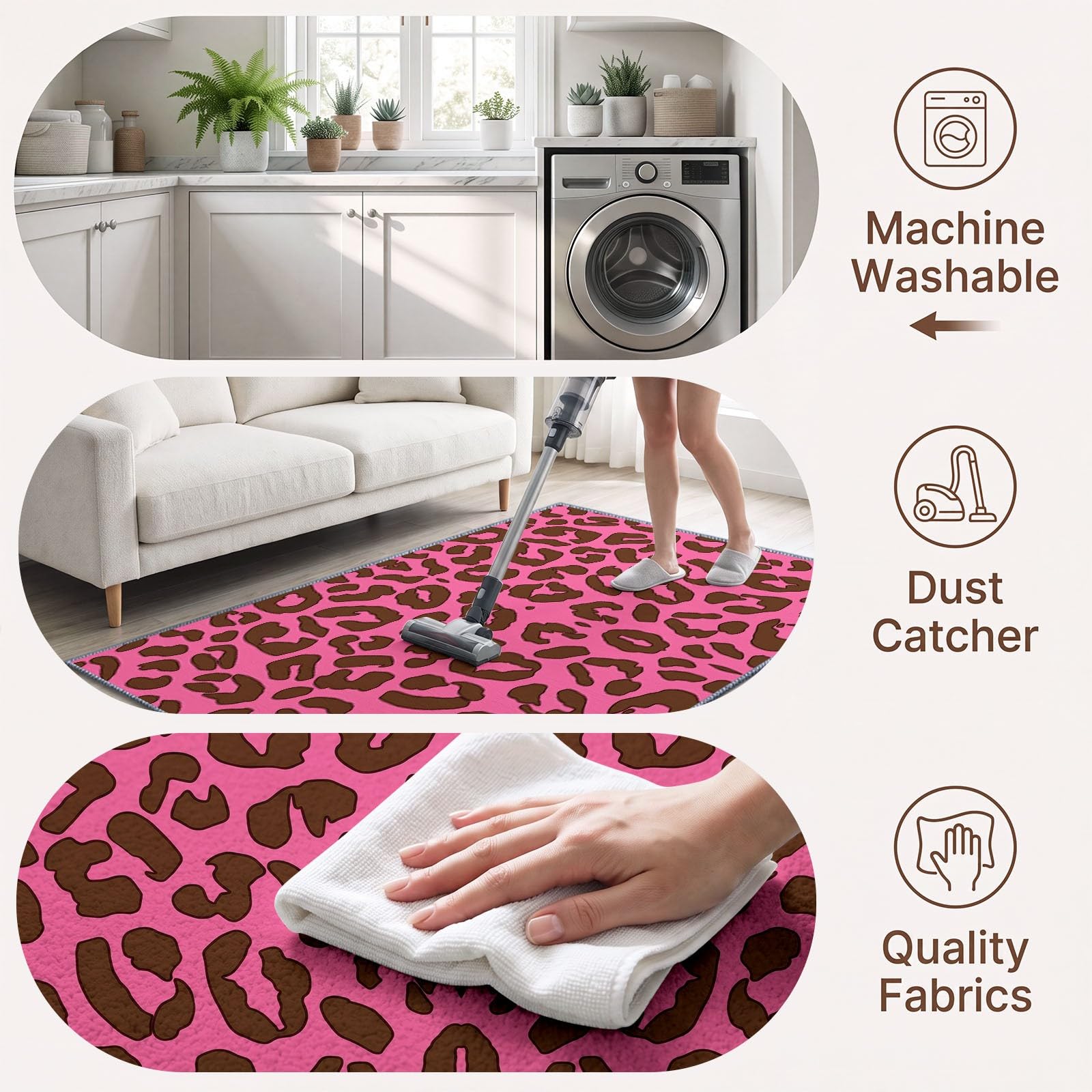 Générique Lavable en Machine Tapis Salon 120x170 cm, Imprimé Léopard Antidérapant à Poil Ras Tapis, Or Rose Mode Abstrait Écologique pour Salle à Manger Couloir Chambre Bureau