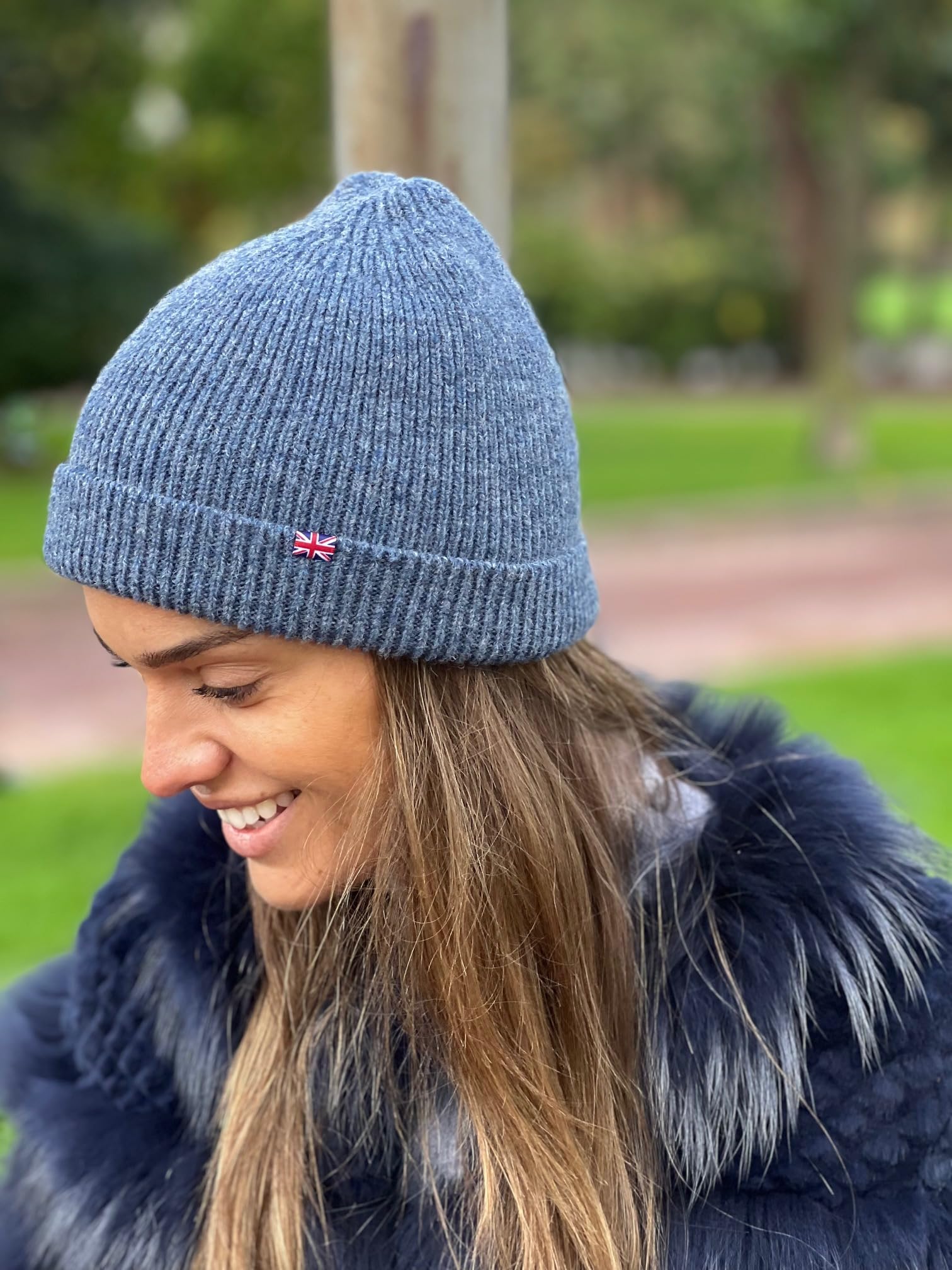 Patriia Bonnet Drapeau Britannique 100% Laine mérinos. Fabriqué à la Main. Bonnet en Laine pour Homme. Bonnet en Laine pour Femme. Bonnet tricoté.
