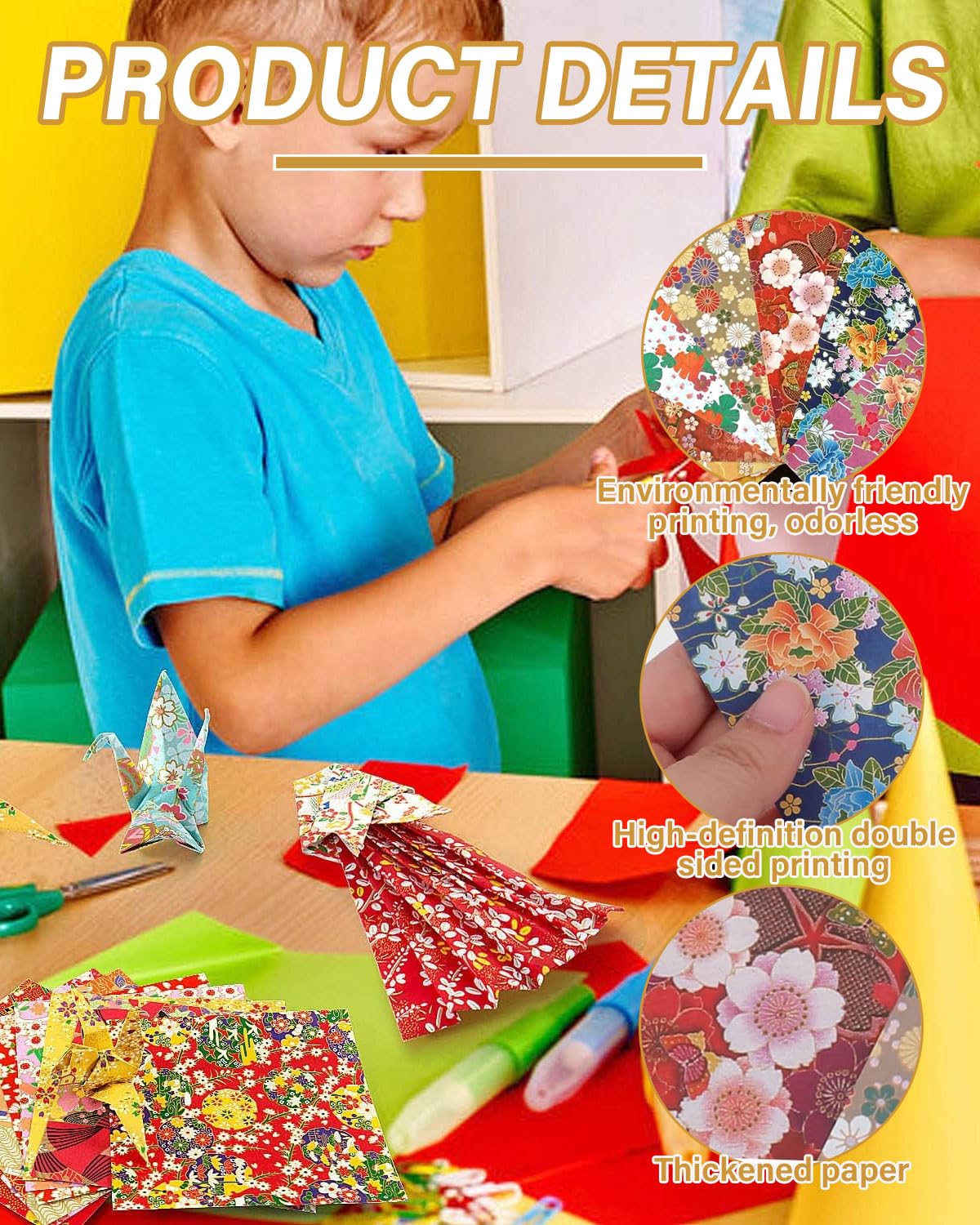 60 Hojas Papel para Papiroflexia 15 x 15 cm, Papel Origami, Japonés Cuadrado Origami De dos caras Con 8 Diferentes Diseños Únicos para Proyectos de Arte y Manualidades Infantiles