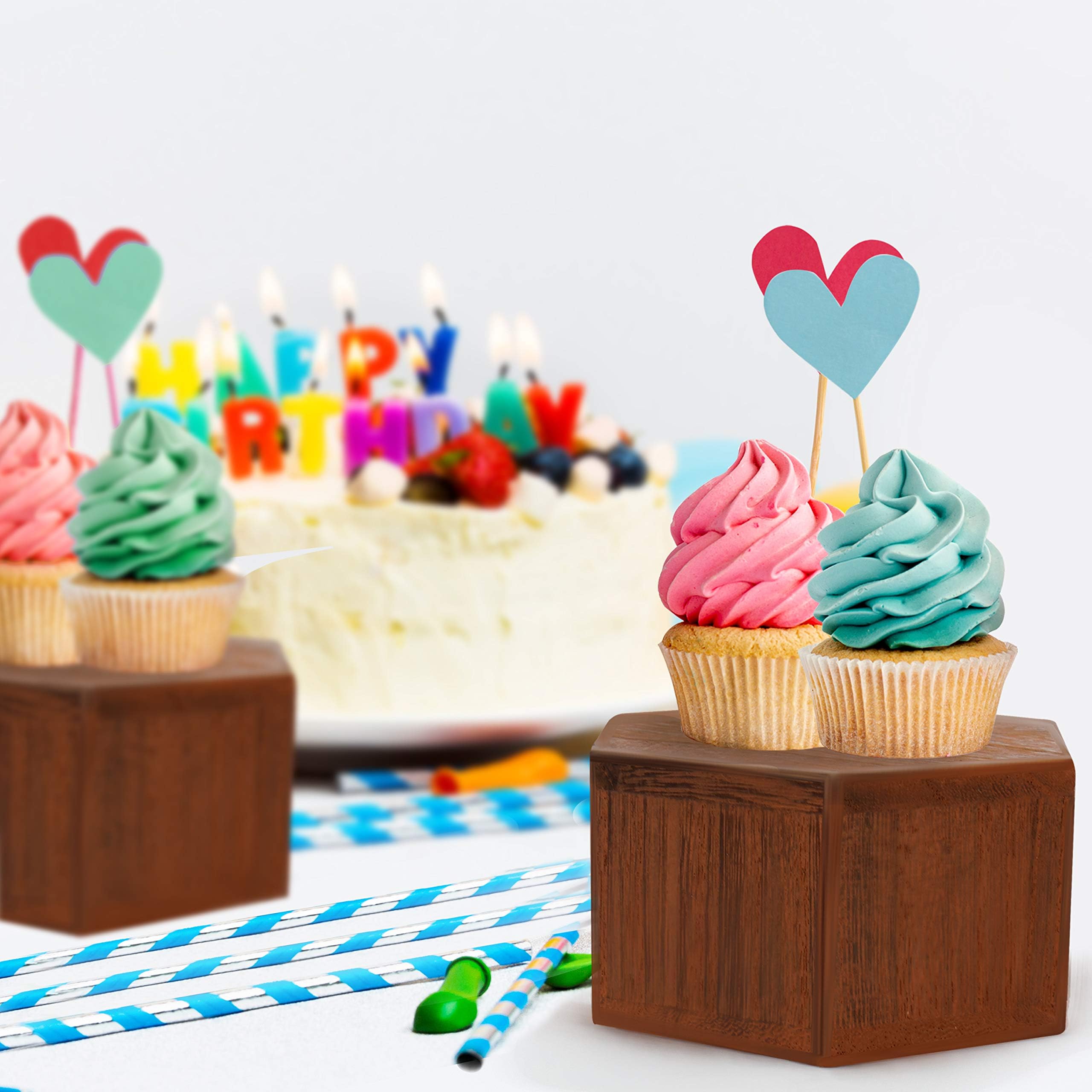 BELLE VOUS Alzatina in Legno Rustico Espositore (6pz) - Colonna per Vetrine e Ripiani - Ceppo Tronco per Gioielli, Arredo Casa, Cupcakes e Dessert - Centrotavola