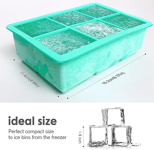 Vista 55 de Bandejas de silicona para cubitos de hielo, paquete de 3, moldes de silicona para cubitos de hielo de gran tamaño con tapa extraíble a prueba de Gris