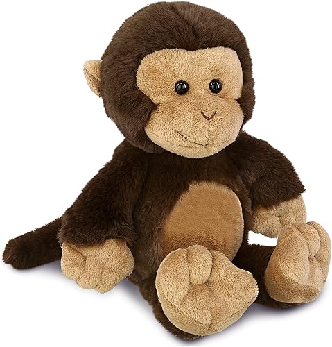 DolliBu Mono de peluche Suave mono marrón abrazable adorable peluche de mono zoológico de juego lindo regalo de safari de vida silvestre para niños