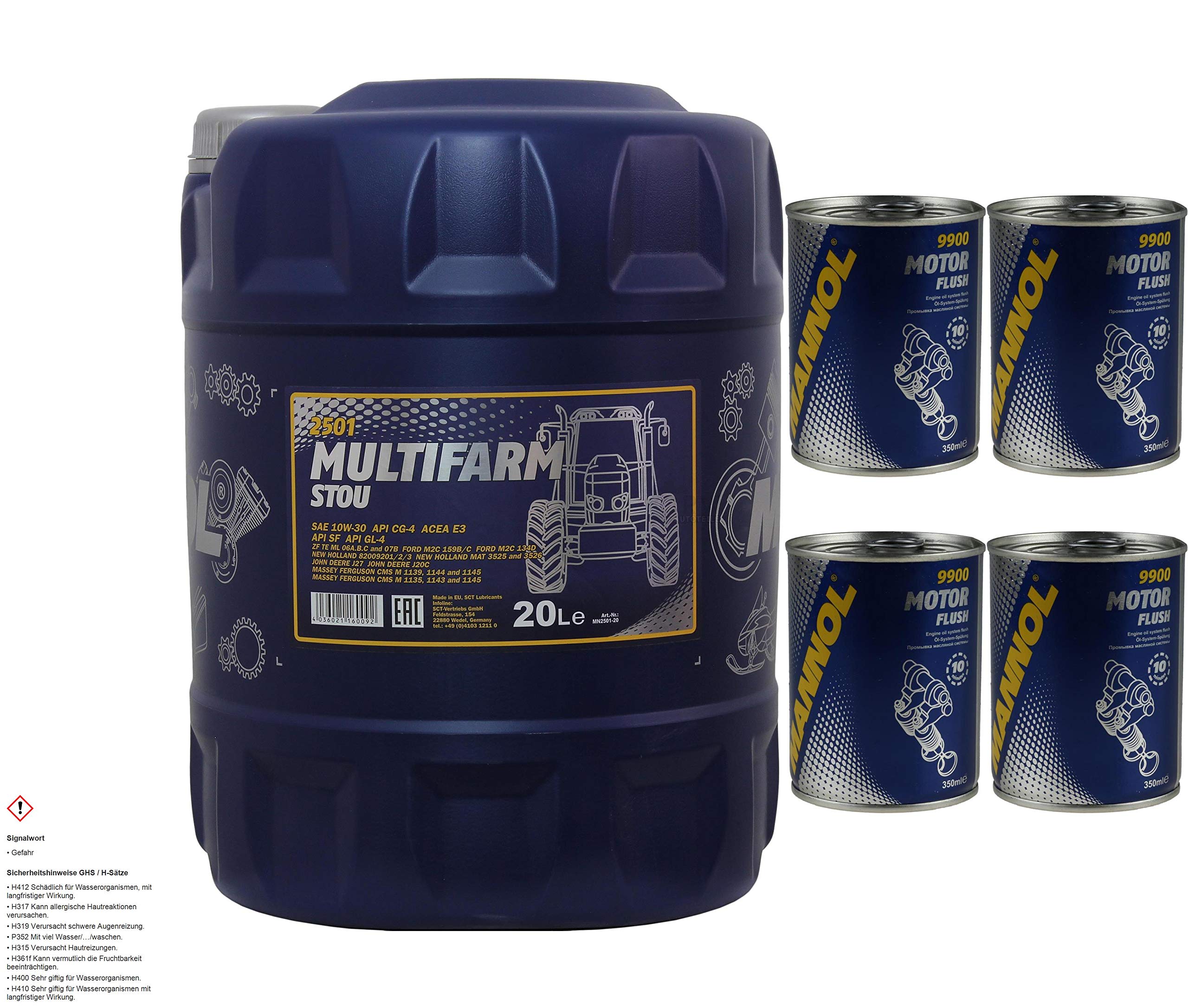 20L MANNOL olio motore SAE 10W-30 Multifarm STOU, sistema di irrigazione Motor Flush