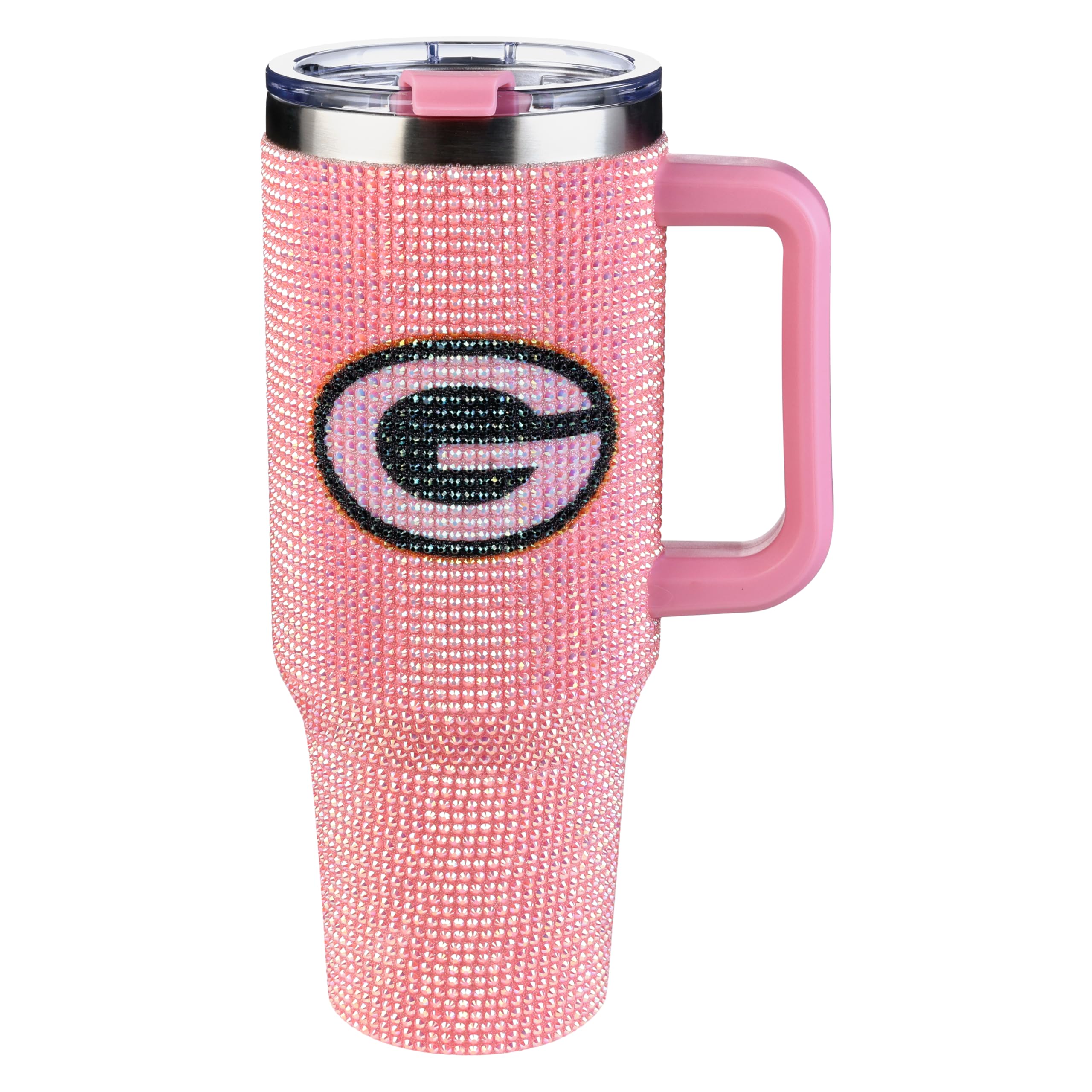 The Memory Company Officially Licensed 40oz Pink Bling Game Day Tumbler, Green Bay Packers