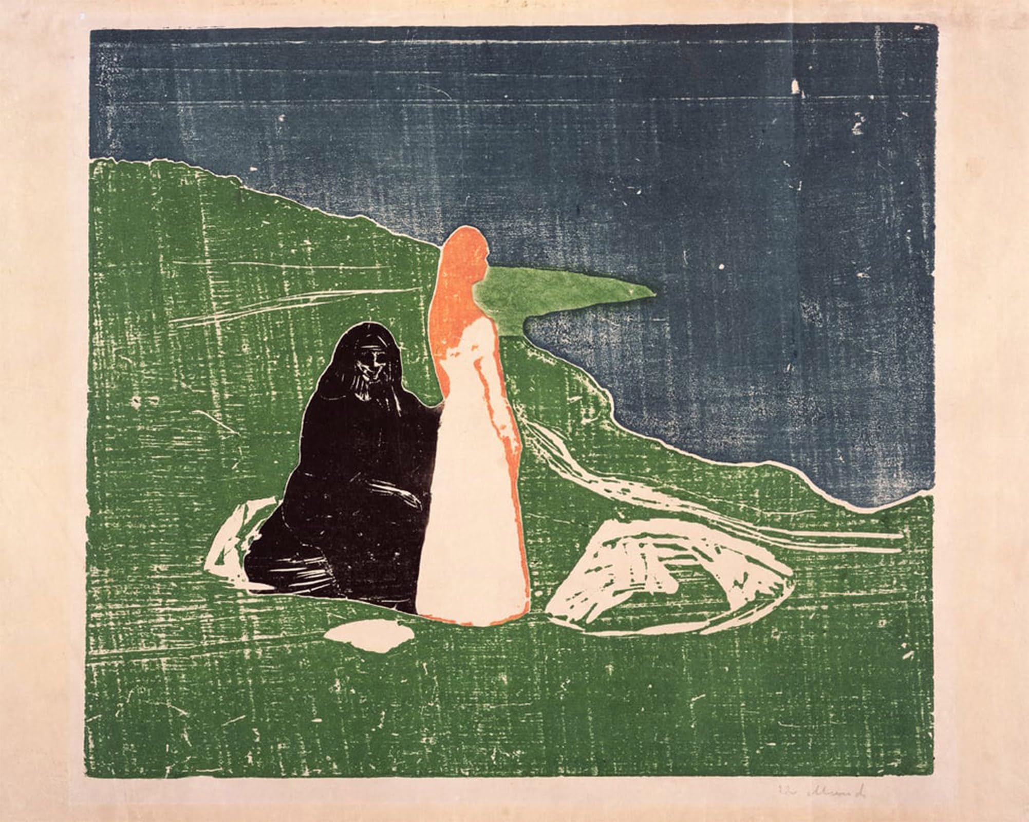 SERENDIPITP Vintage Wall Art Canvas Nordic Poster Canvas Print Picture Two Women on the Shore by Edvard Munch Wall Art Poster for Home Decor 60x90cm