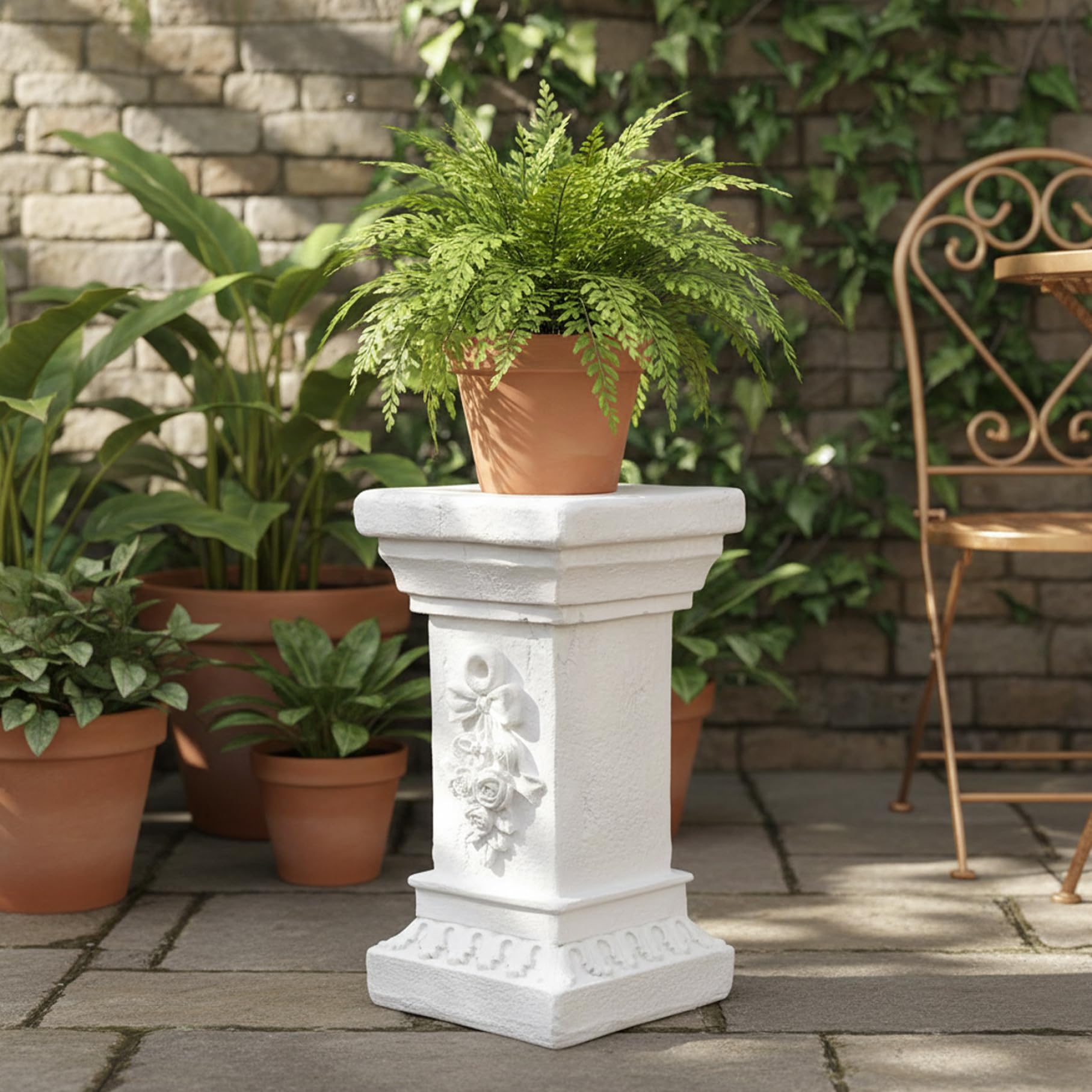 Piedistallo da Giardino per Statue, Supporto per Piante in Resina Resistente Alto 30 cm, Piedistallo da Esterno Resistente alle Intemperie per Sculture, Vasi da Fiori