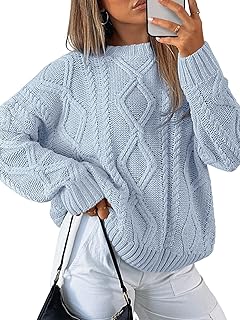 Women's Oversized Cable Knit Crewneck Sweaters