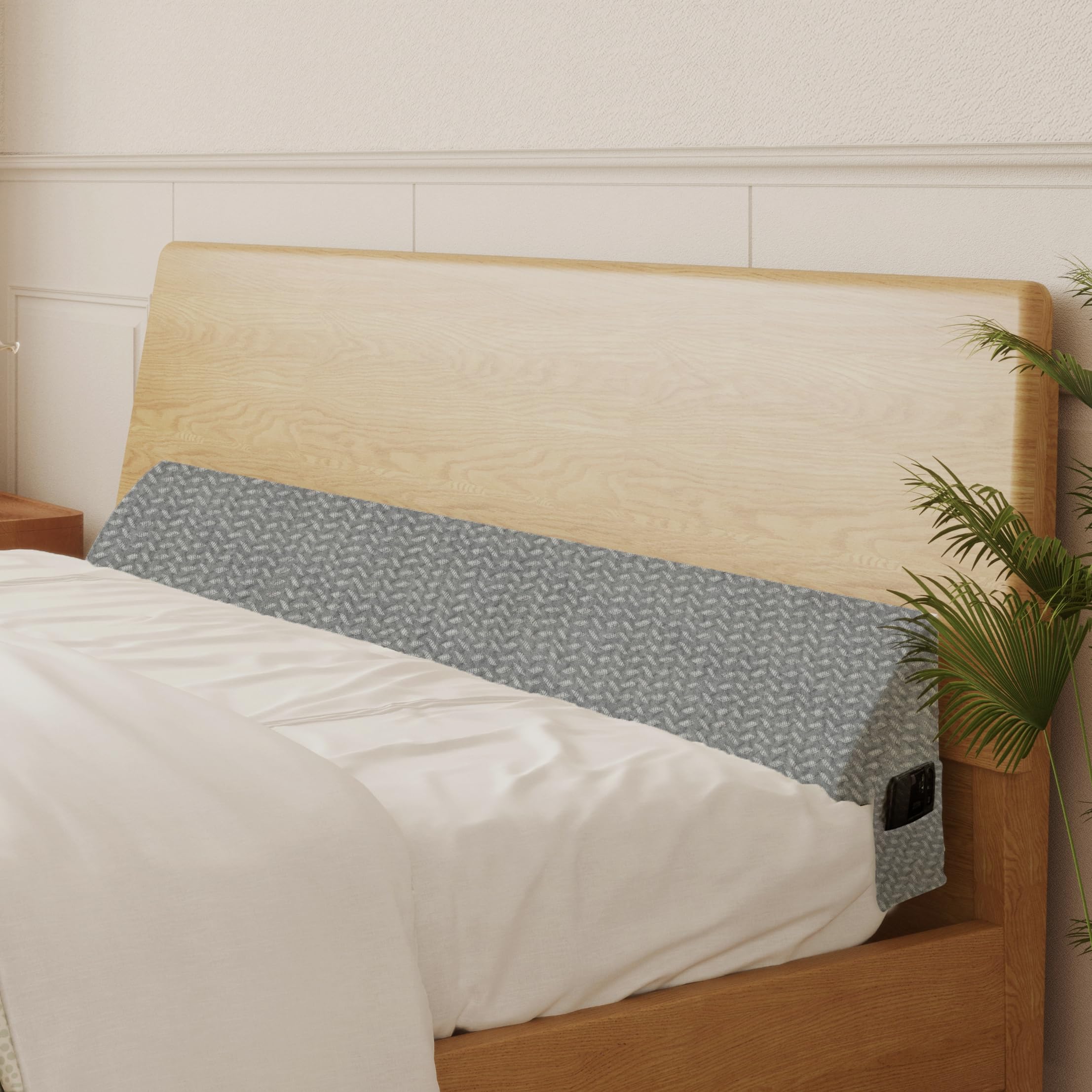 Poduszka klinowa na łóżko, na zagłówek, pianka o wysokiej gęstości, wypełnia przestrzeń między materacem a zagłówkiem, 0-15 cm, ergonomiczna konstrukcja dla komfortu (szara, 180 x 25 x 15 cm)