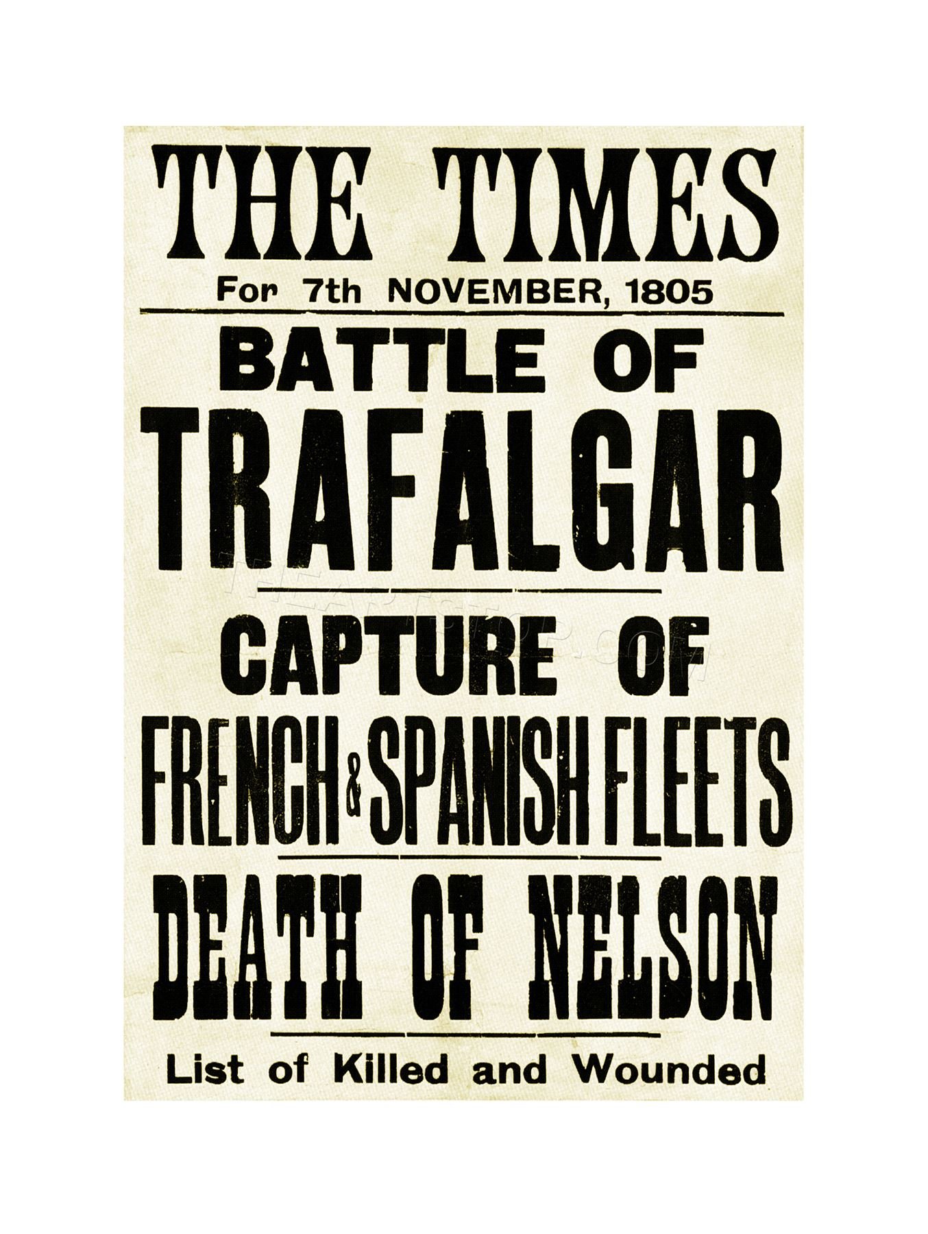 Wee Blue Coo War Napoleonic Battle Trafalgar Times News 1805 UK Nelson Wall Art Print