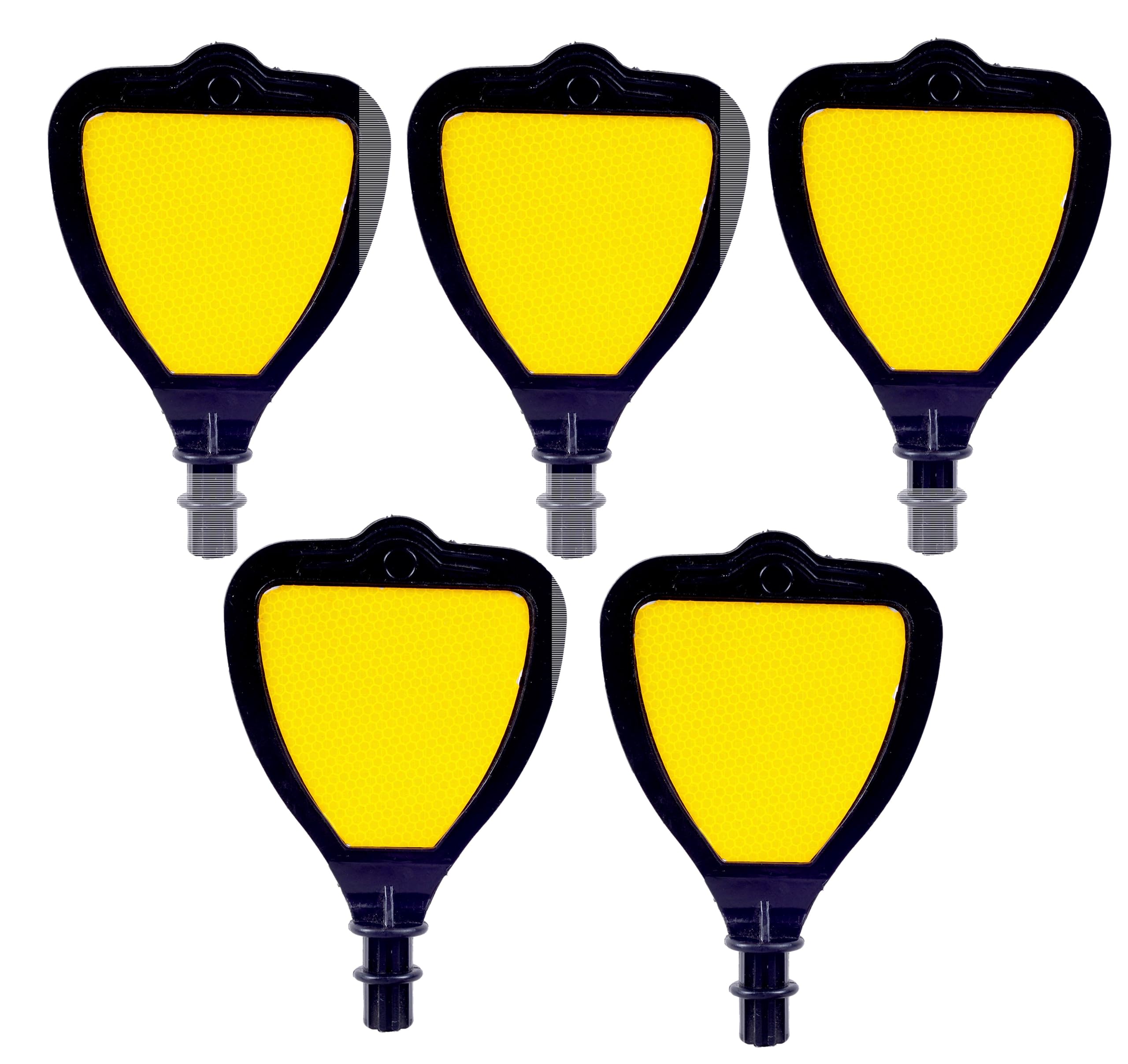K T I® Durable Plastic Driveway Marker | Leaf Share Median Stud Marker for Reflecting Speed Bumps, Sidewalks, Pedestrian Crossings, Freeways & Driveways (Pack of 5) (Yellow & Black)-picture-10
