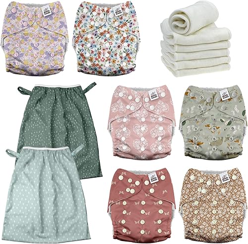 Mama Koala Pañales de tela para bebé 3.0 con paquete de 6 insertos, con 2 unidades de forro reutilizable para cubos