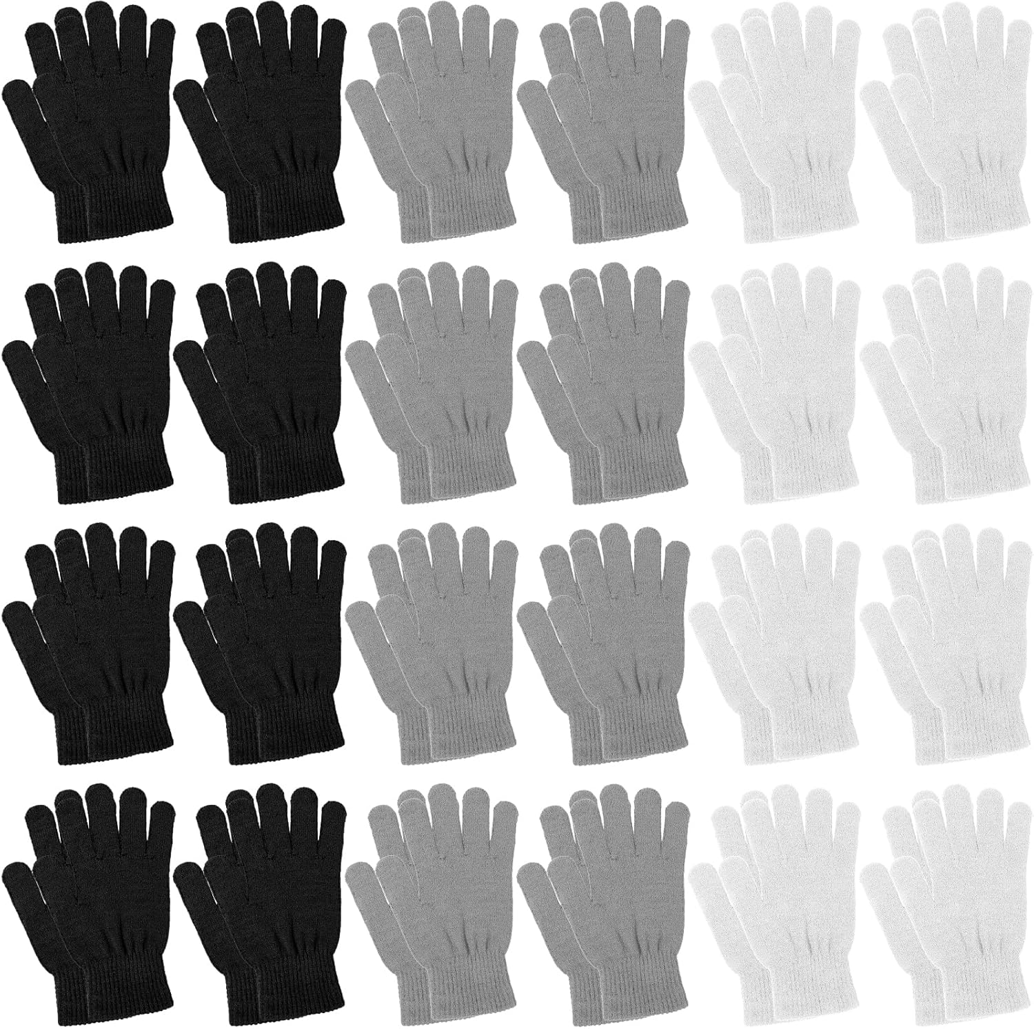 Handepo 24組 冬用マジックウォームグローブ ストレッチニットコットングローブ レディース メンズ 大人用 寒い天候用