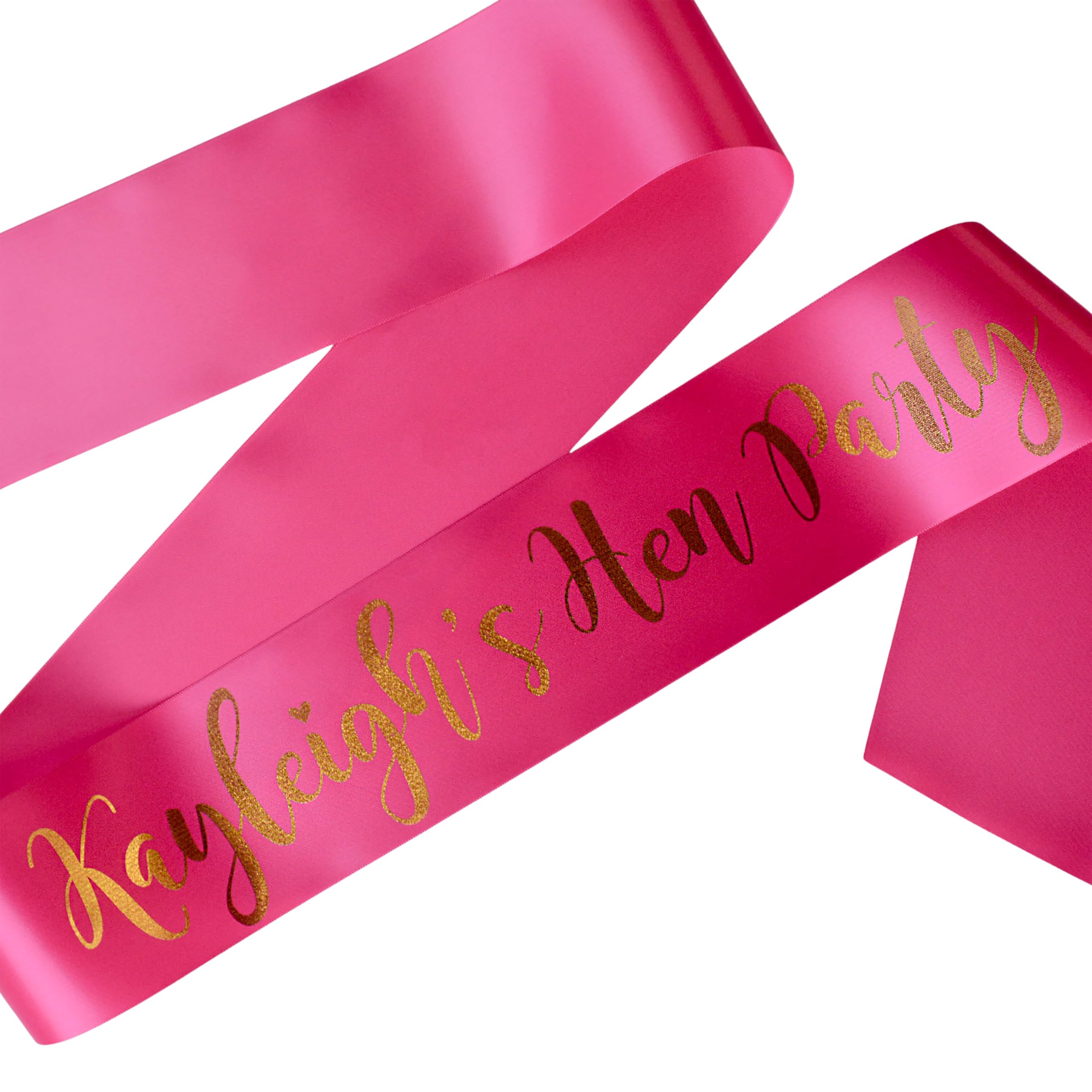 Pink Personalised Hen Party Sash, Team Bride Fuchsia Pink Sash with Gold Text, Custom Sash, Adjustable, 1.7m or Plus Size 2.1m
