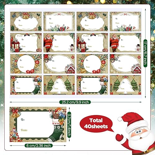 Miniatura 3 de 640 etiquetas adhesivas de regalo de Navidad etiquetas autoadhesivas etiquetas de nombre de Navidad etiquetas de regalo calcomanías de regalo para