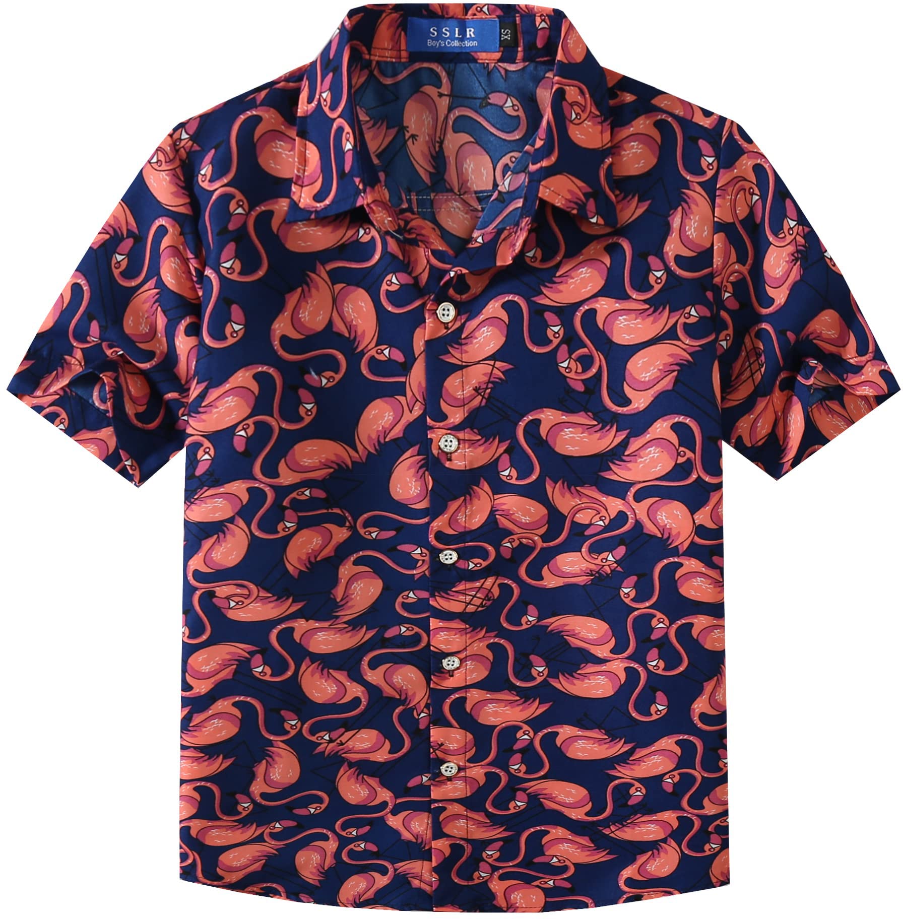 SSLR Youth Big Boys Button Down Shirt Casual Short Sleeve Hawaiian Shirts for Boys