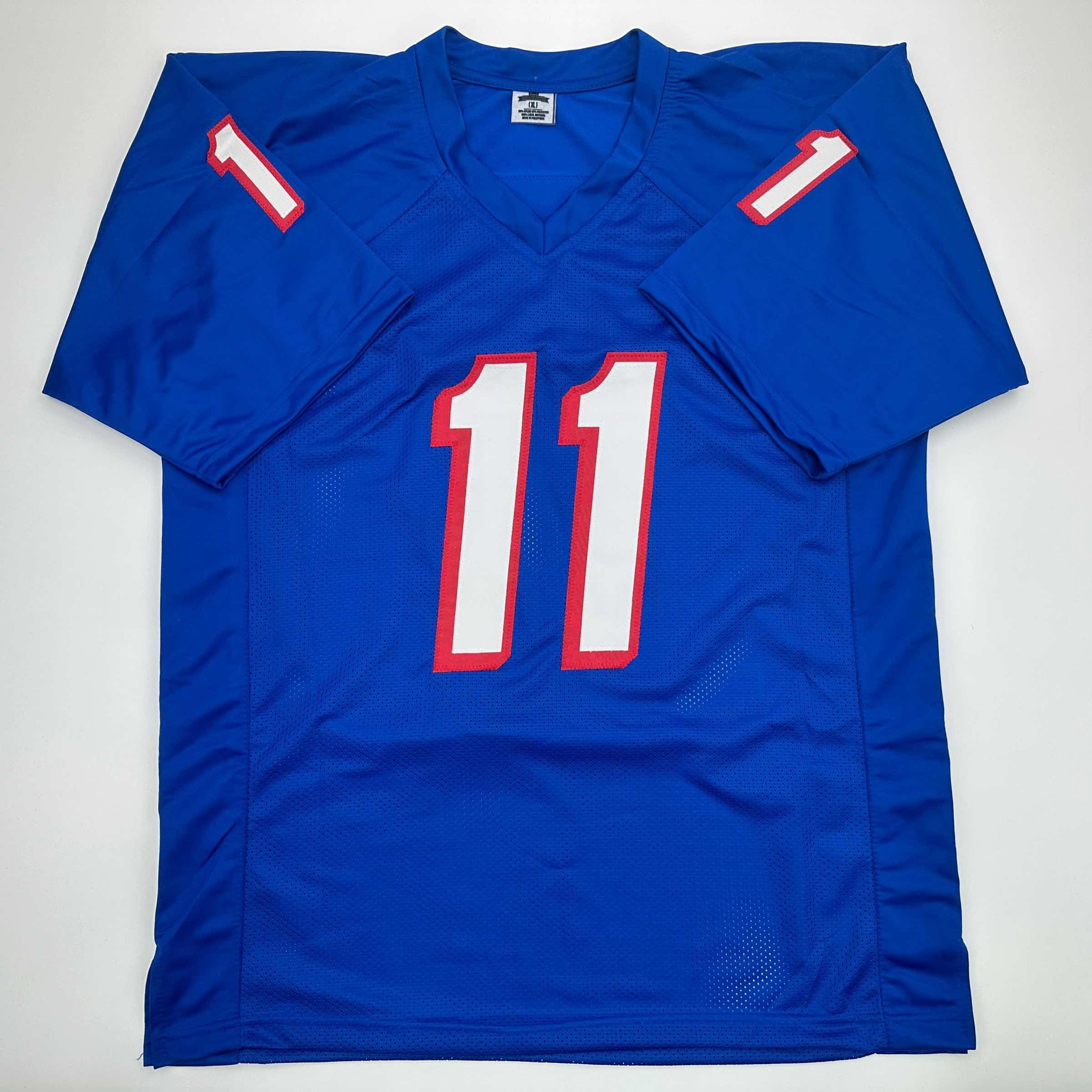 Facsimile Autographed Drew Bledsoe New England Blue Reprint Laser