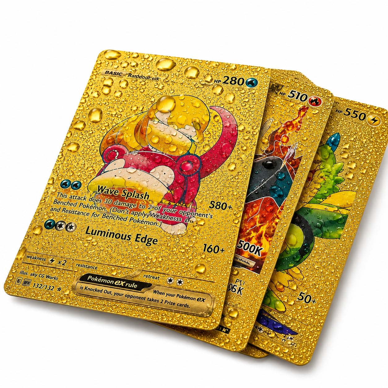 Premium Gold Pokémon Cards Set | 55 Gold Foil Trading Cards | Waterproof Plastic Collectible Cards | Rare Character Collection