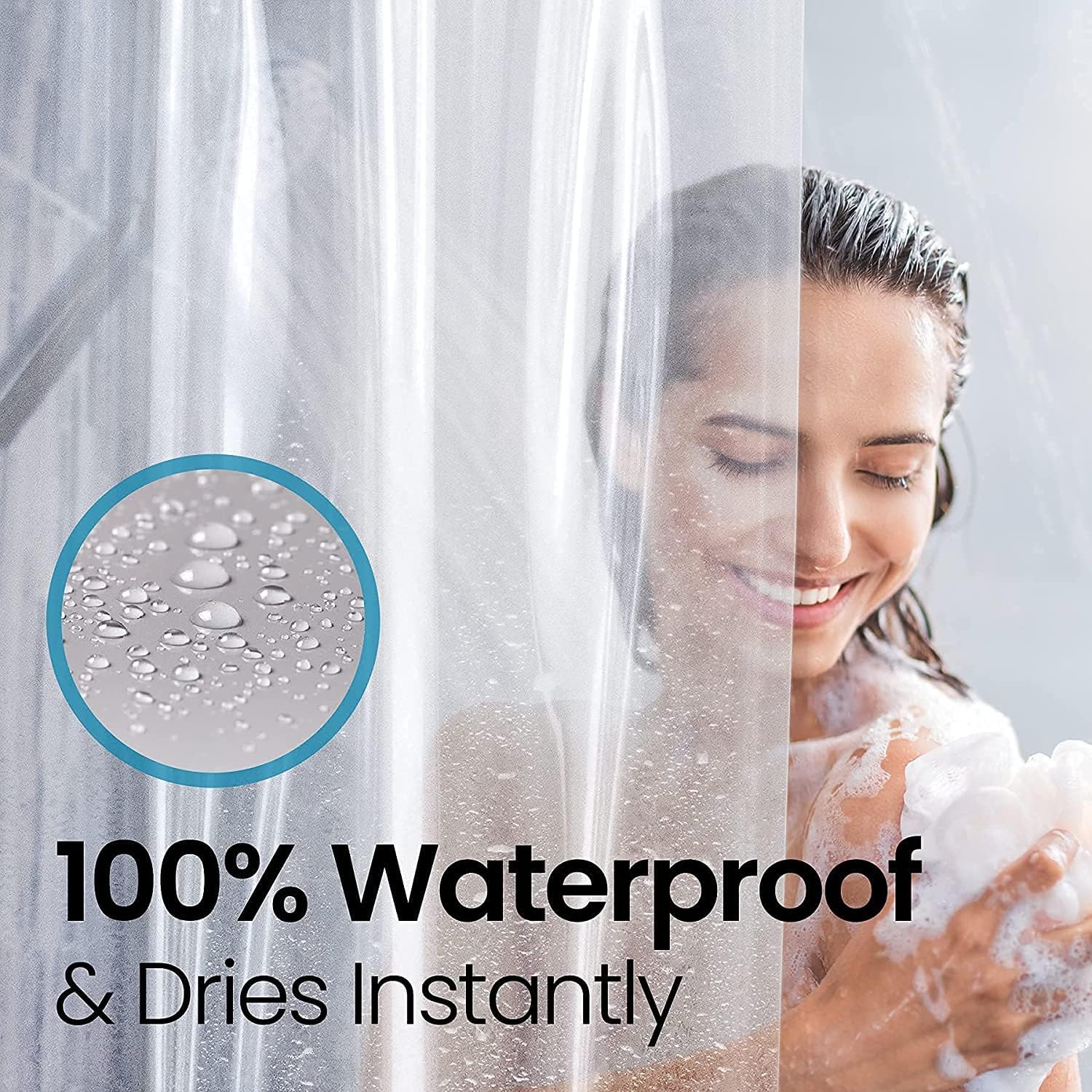 Clear Extra Heavy Duty 10G PEVA Shower Curtain Liner with Rustproof Grommets